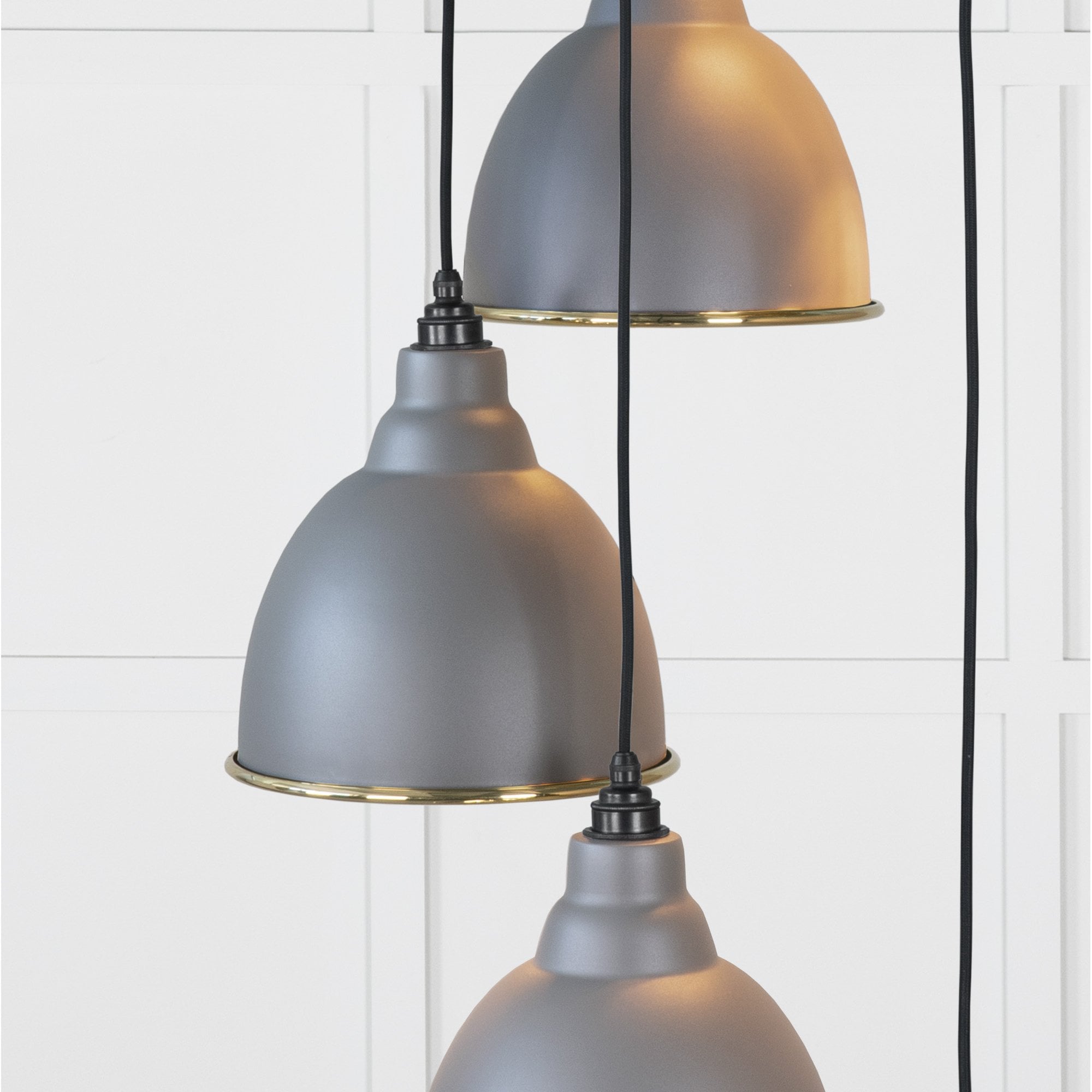 From The Anvil Smooth Brass Brindley Cluster Pendant - Bluff (Warm Grey)