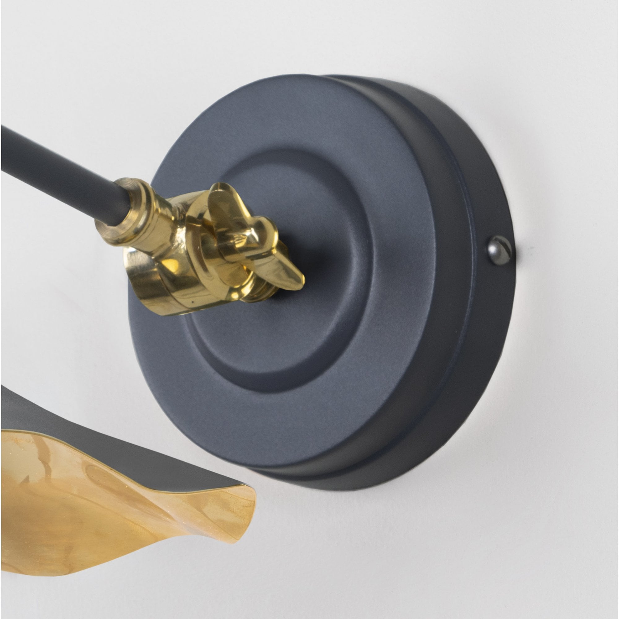 From The Anvil Smooth Brass Flora Wall Light - Slate (Mid Grey)