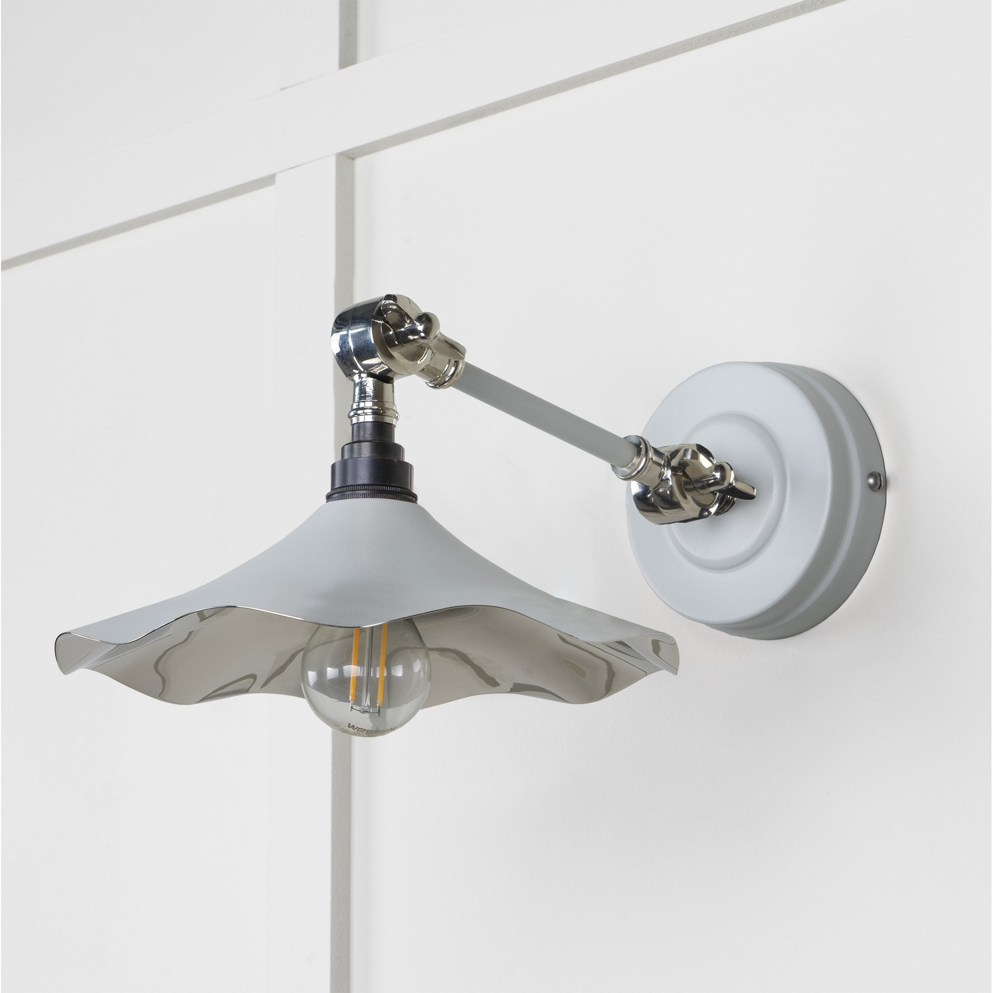 From The Anvil Smooth Nickel Flora Wall Light - Birch (Pale Grey)