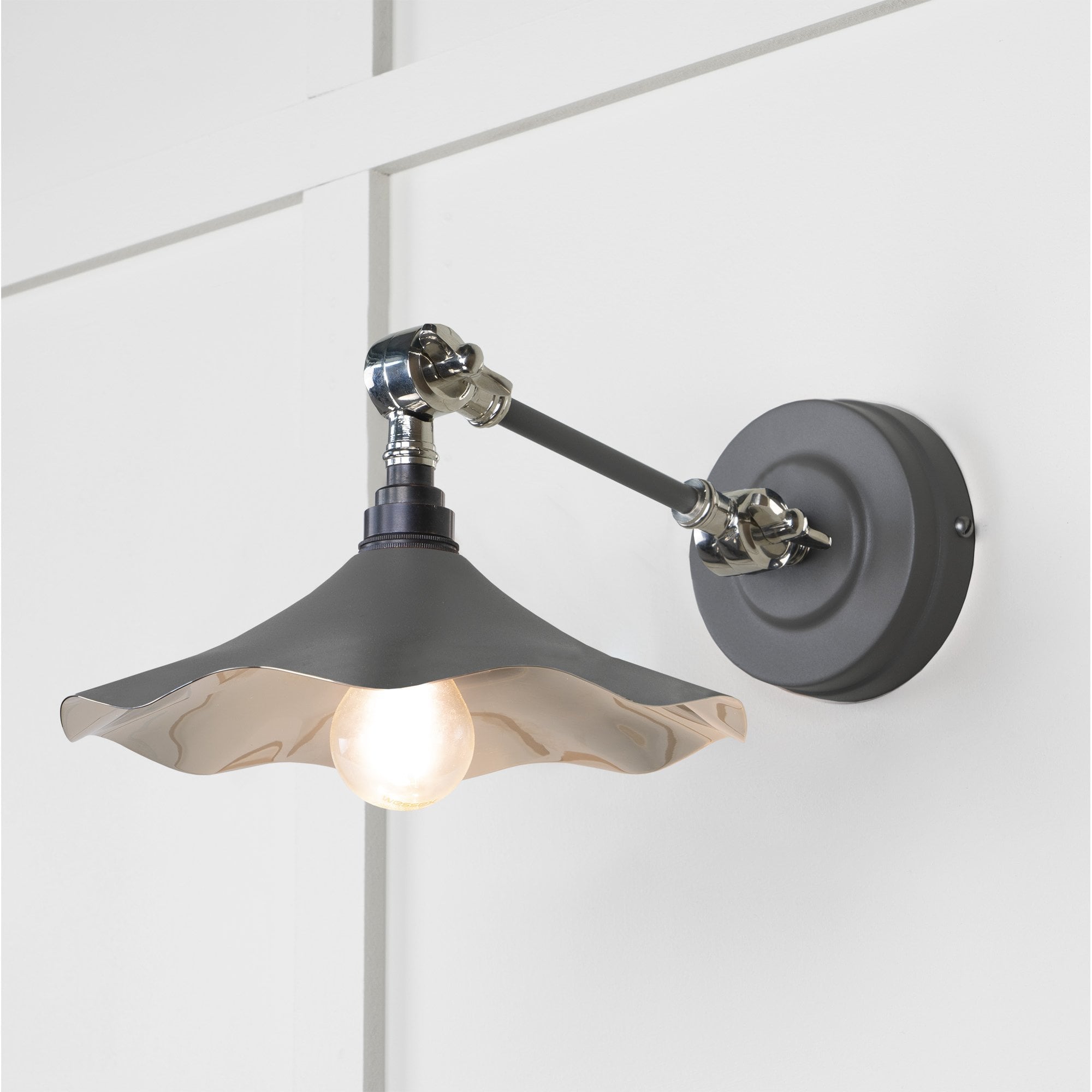 From The Anvil Smooth Nickel Flora Wall Light - Bluff (Warm Grey)