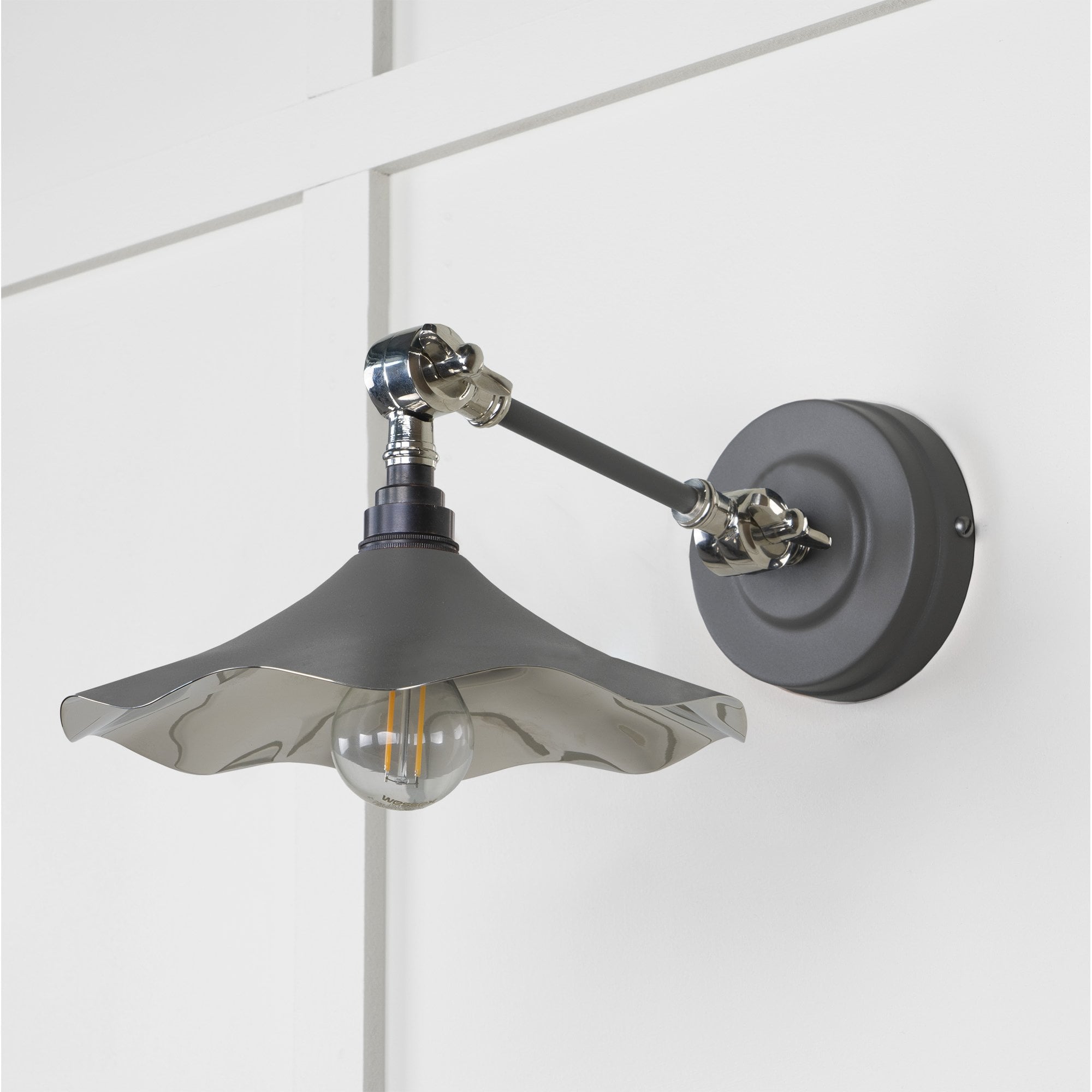 From The Anvil Smooth Nickel Flora Wall Light - Bluff (Warm Grey)
