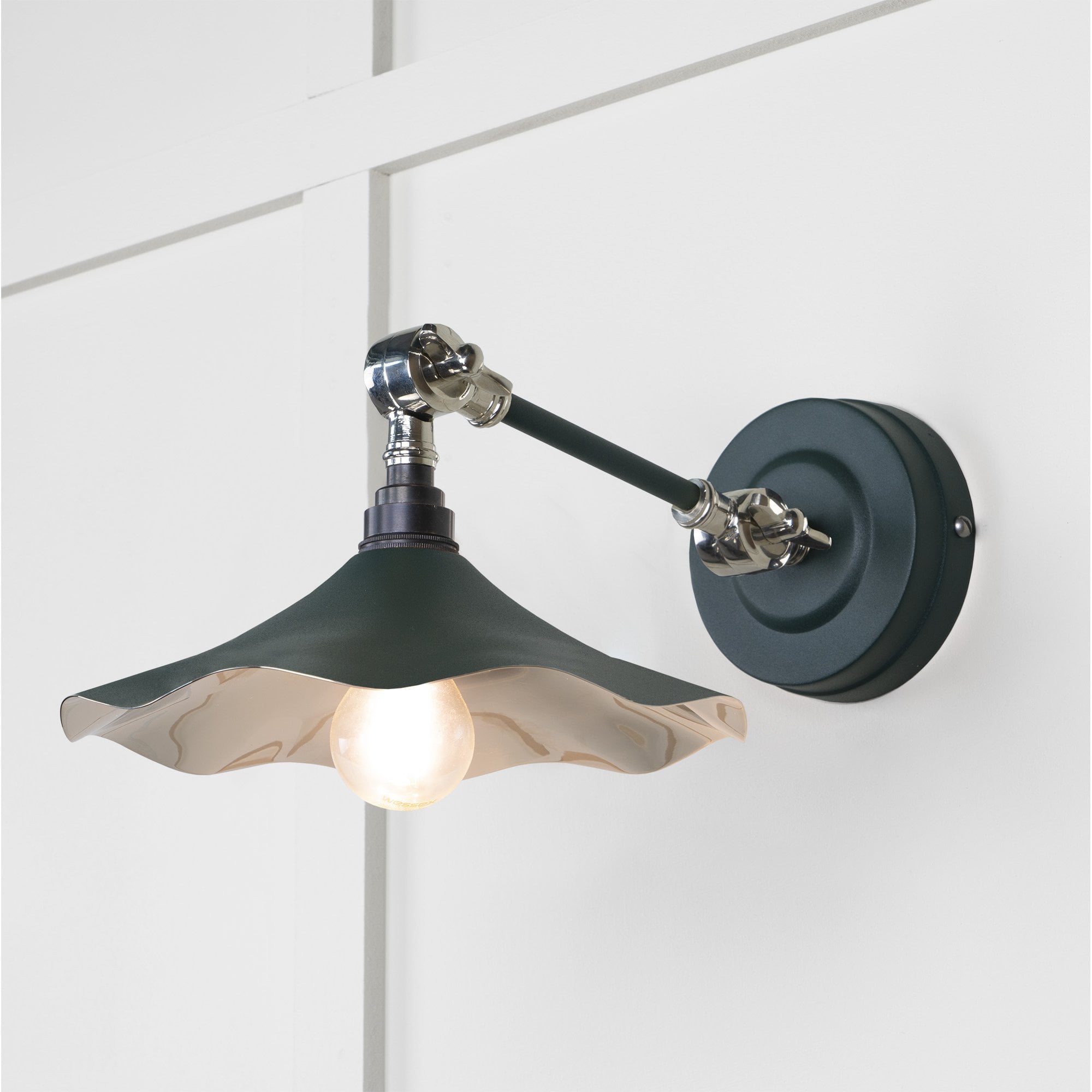 From The Anvil Smooth Nickel Flora Wall Light - Dingle (Rich Green)