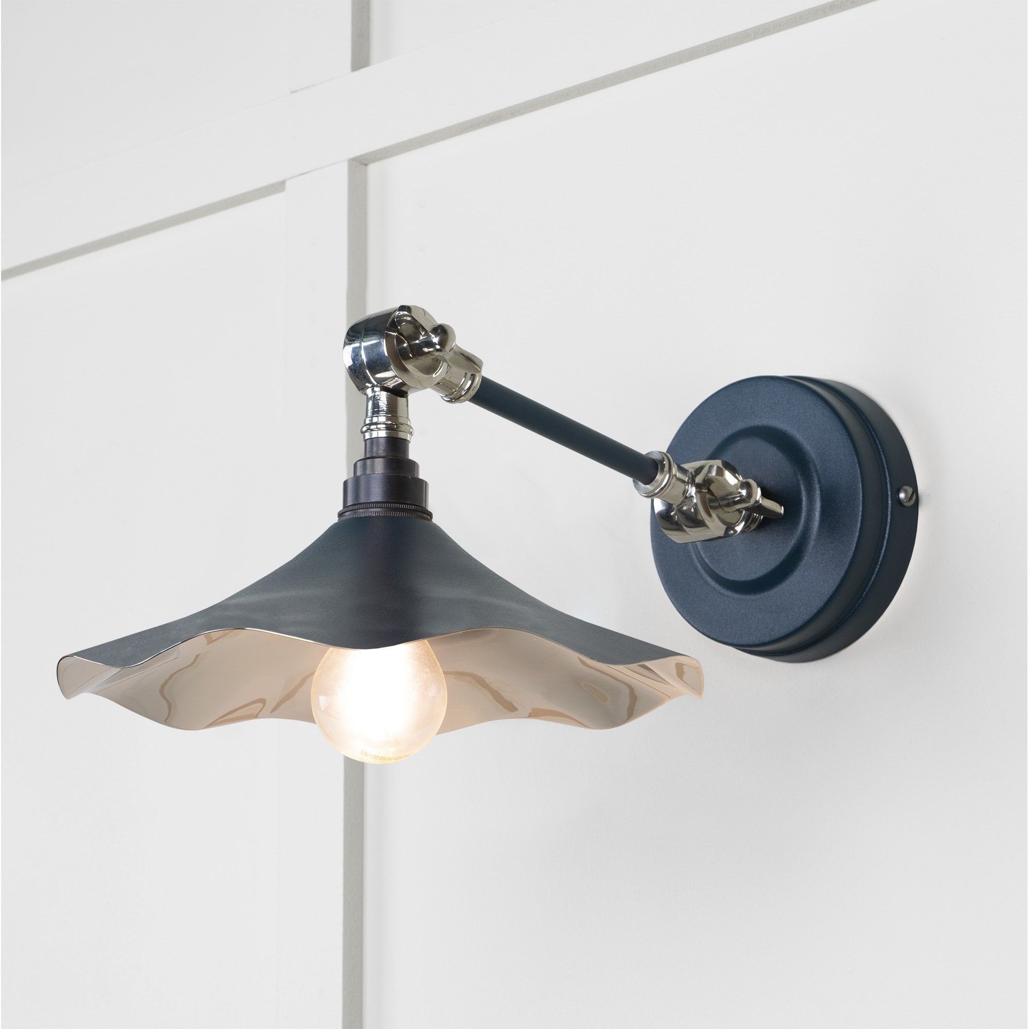 From The Anvil Smooth Nickel Flora Wall Light - Dusk (Dark Blue/Grey)