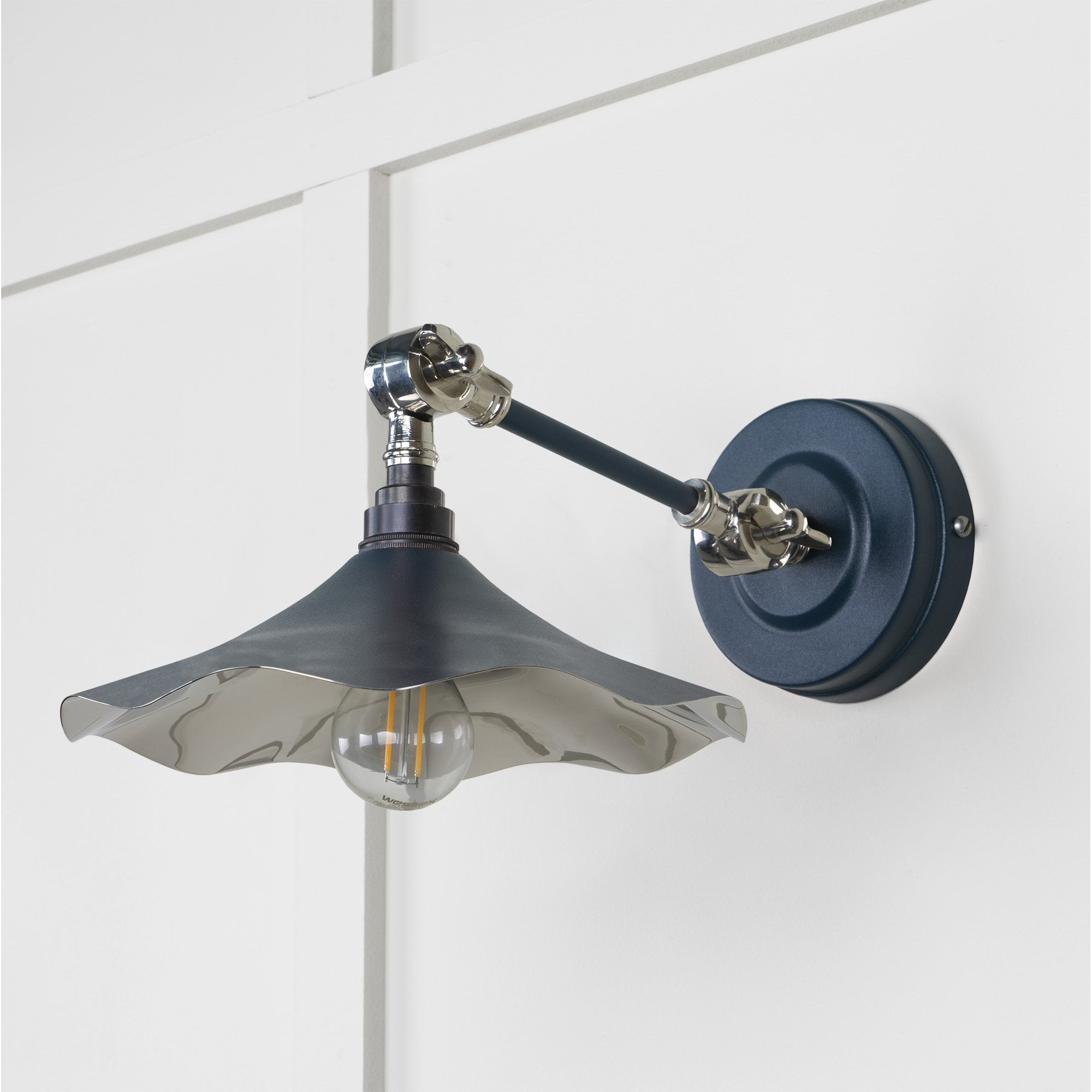 From The Anvil Smooth Nickel Flora Wall Light - Dusk (Dark Blue/Grey)