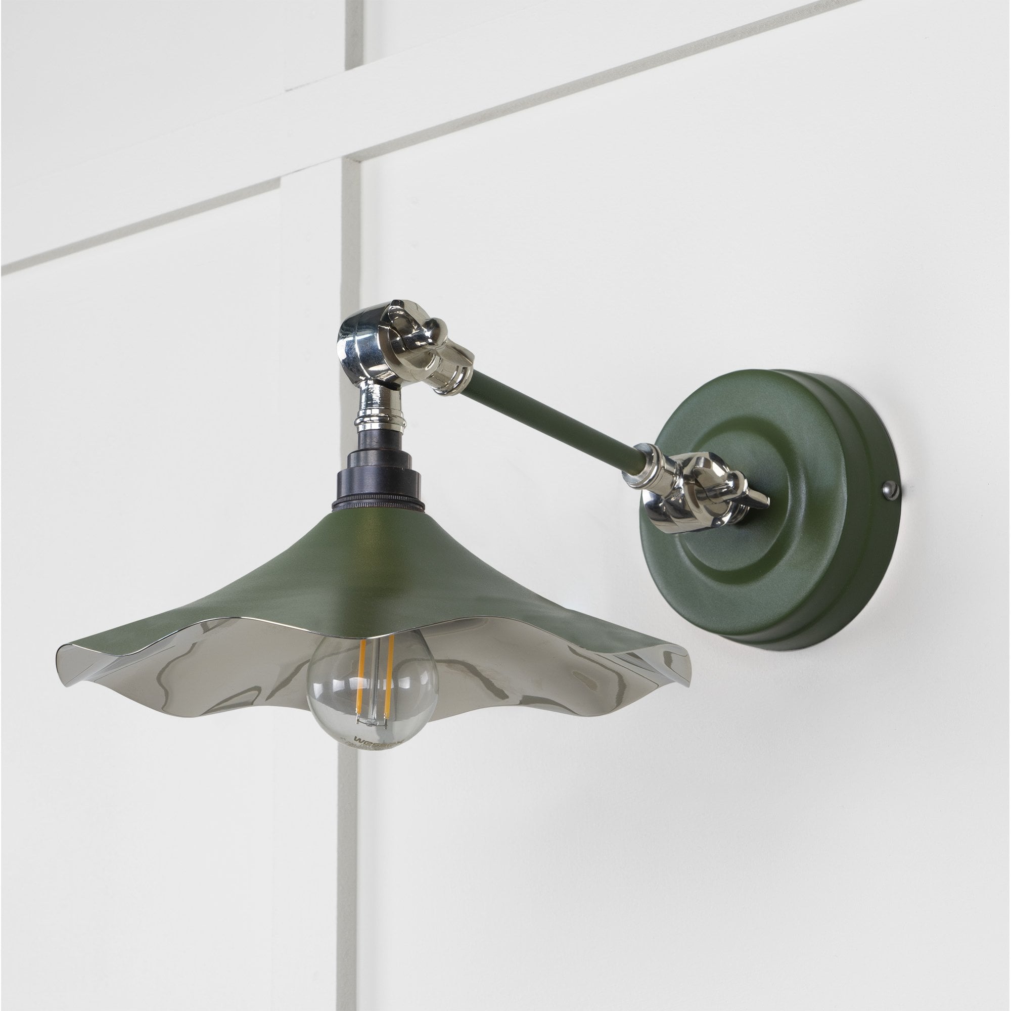 From The Anvil Smooth Nickel Flora Wall Light - Heath (Earthy Green)