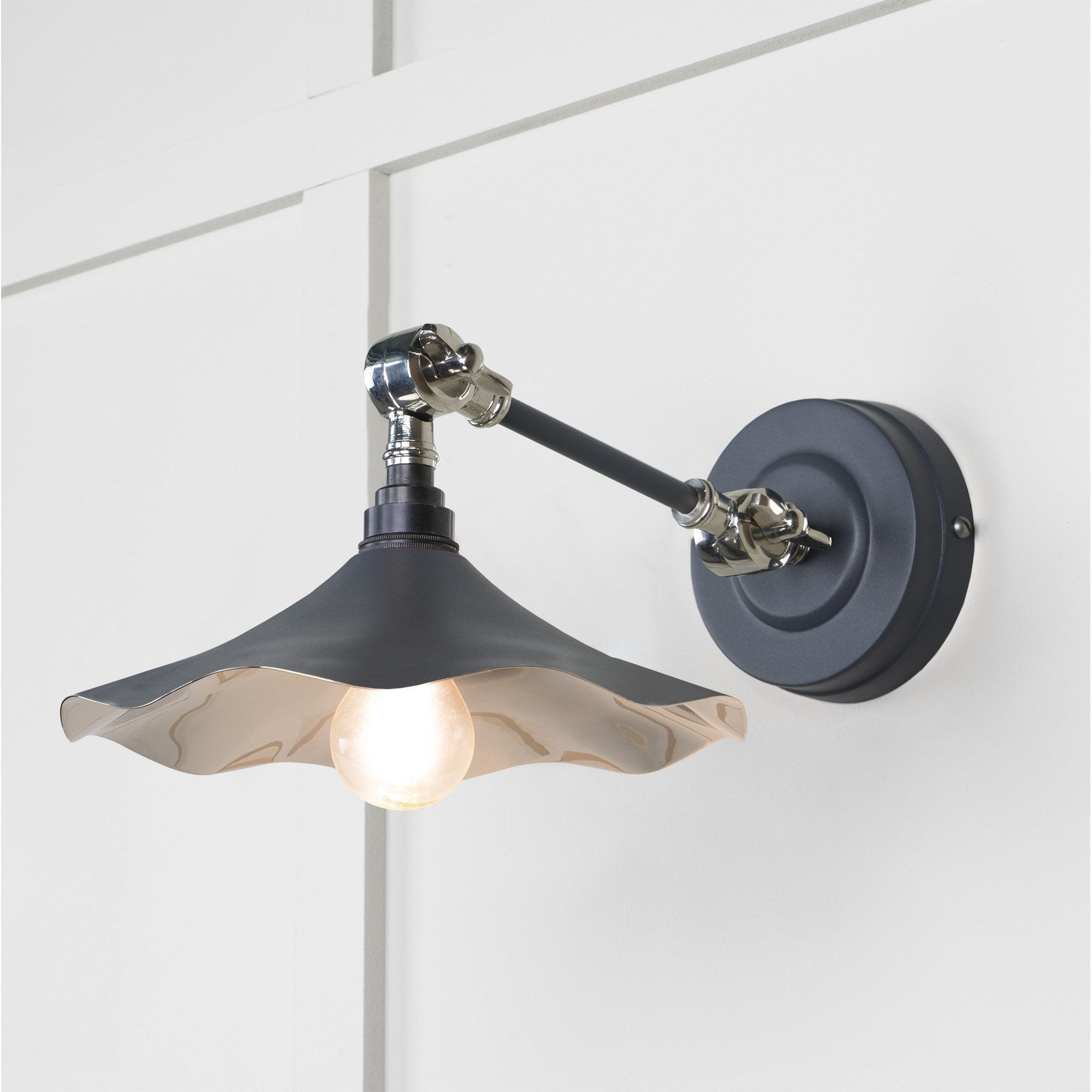 From The Anvil Smooth Nickel Flora Wall Light - Slate (Mid Grey)