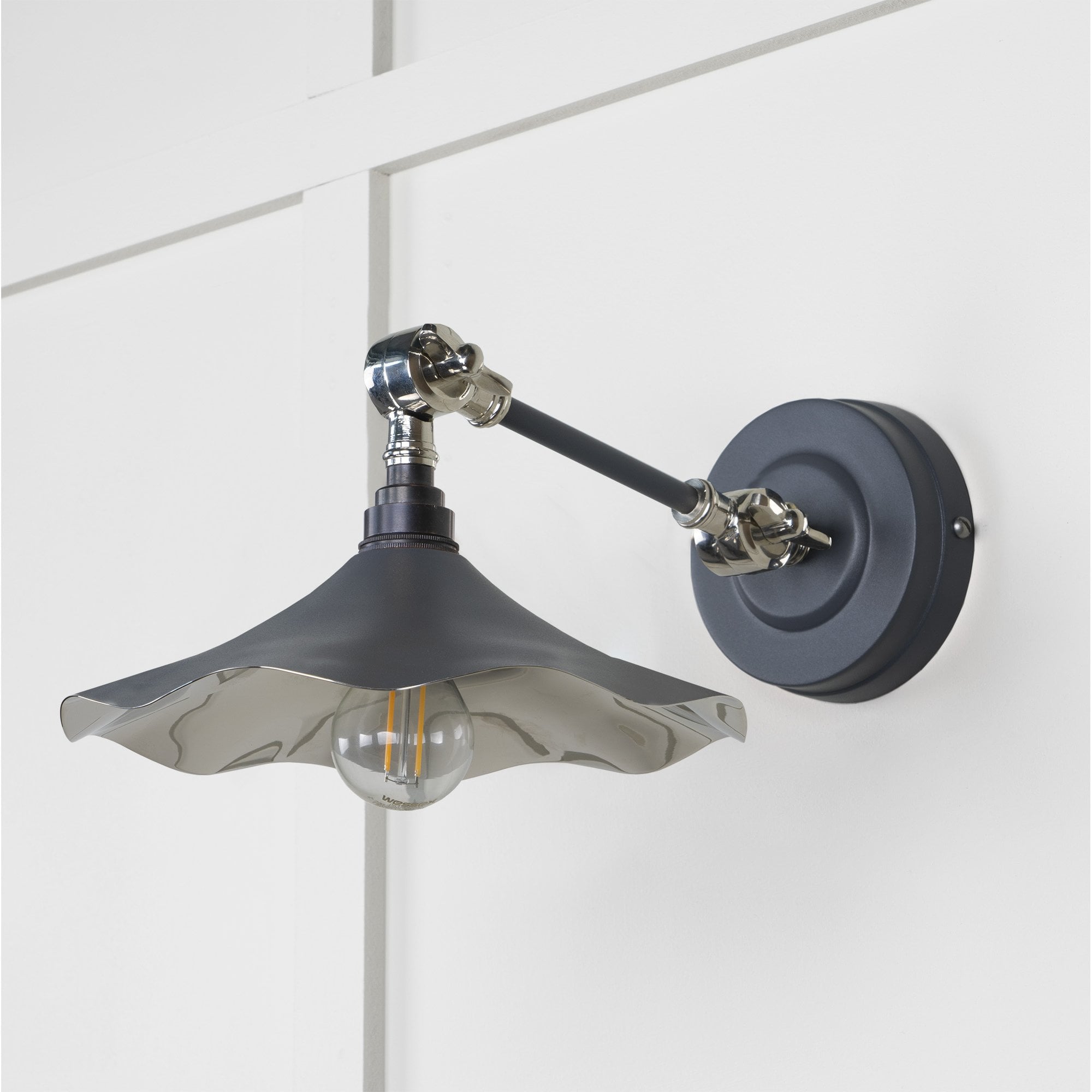 From The Anvil Smooth Nickel Flora Wall Light - Slate (Mid Grey)