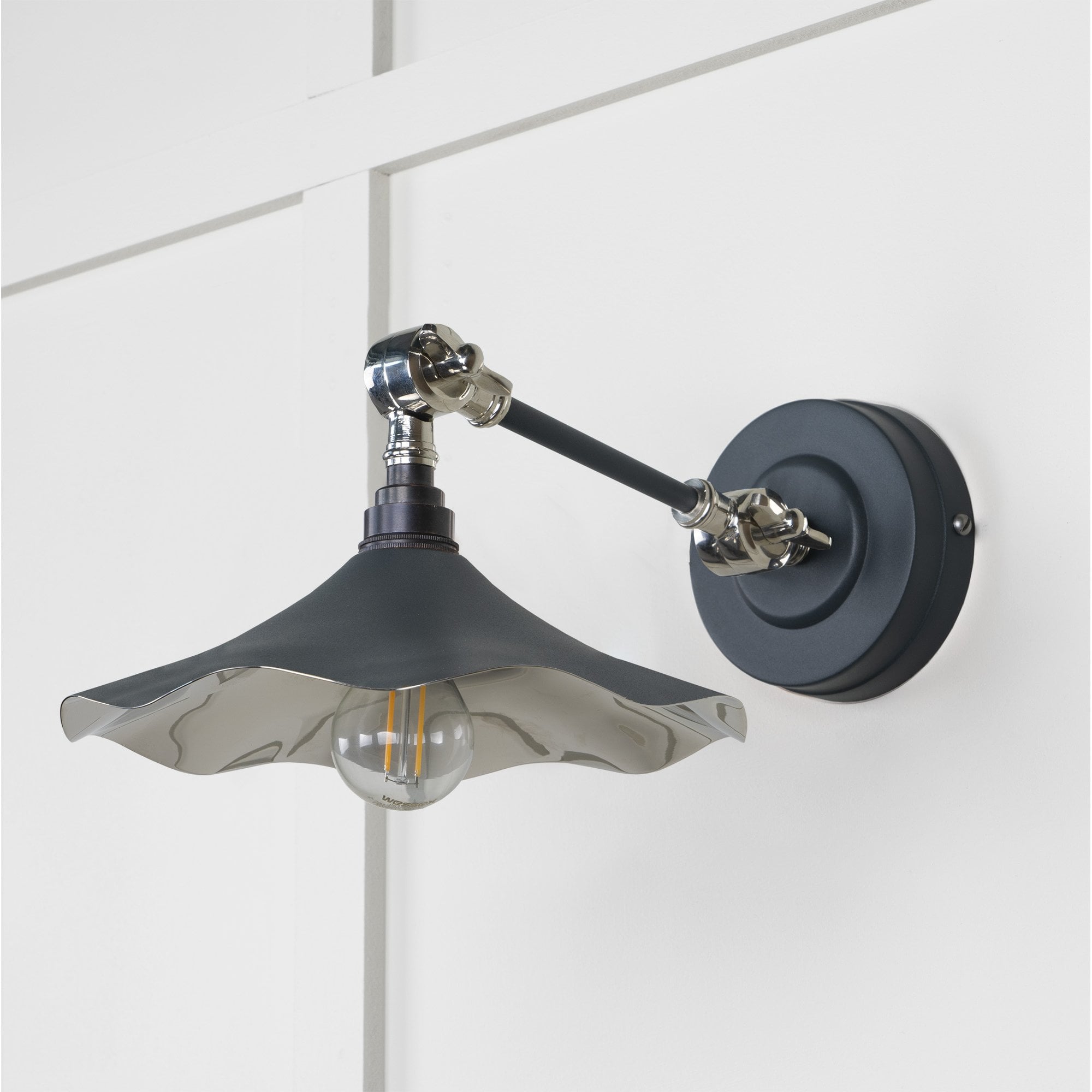 From The Anvil Smooth Nickel Flora Wall Light - Soot (Dark Grey)