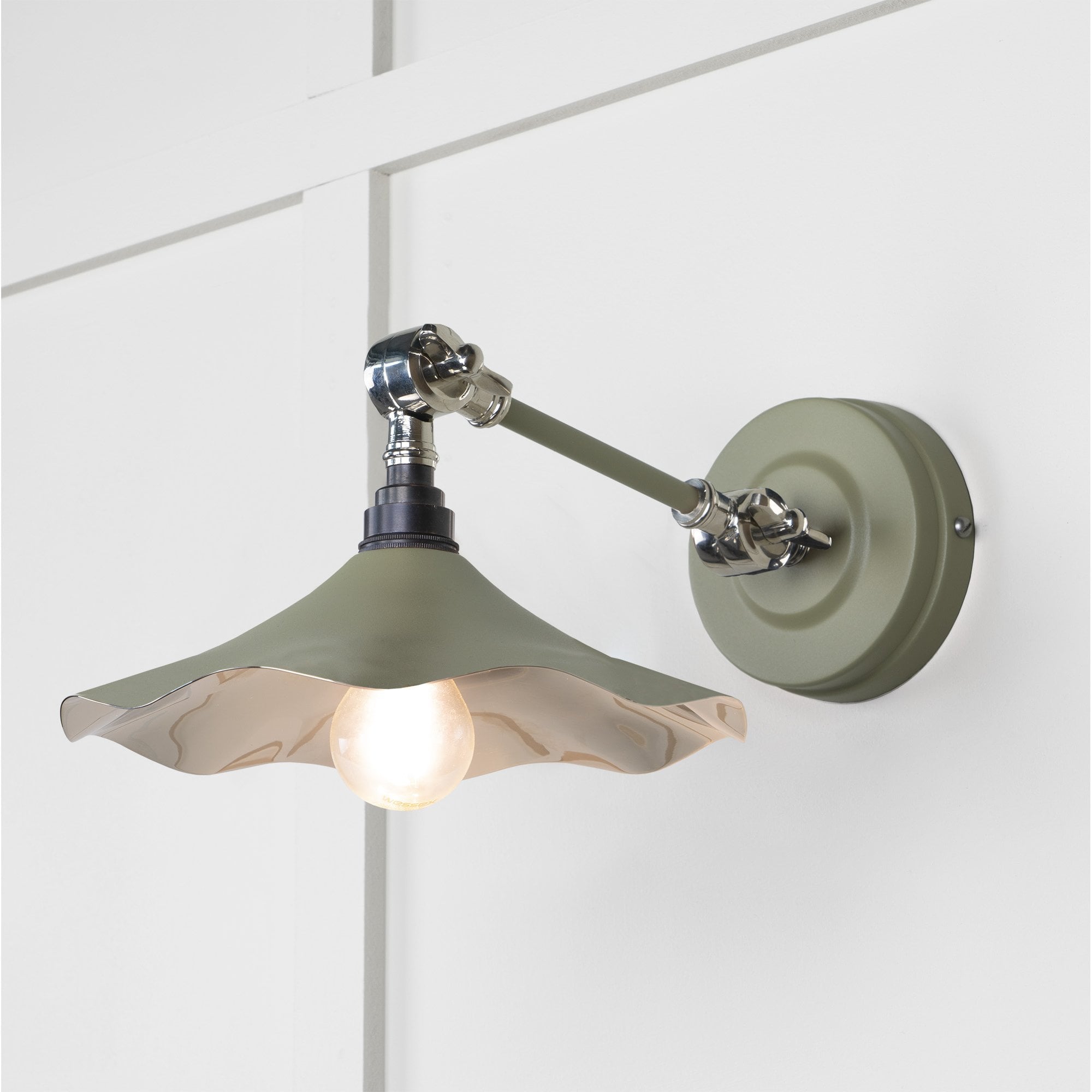 From The Anvil Smooth Nickel Flora Wall Light - Tump (Pale Green)
