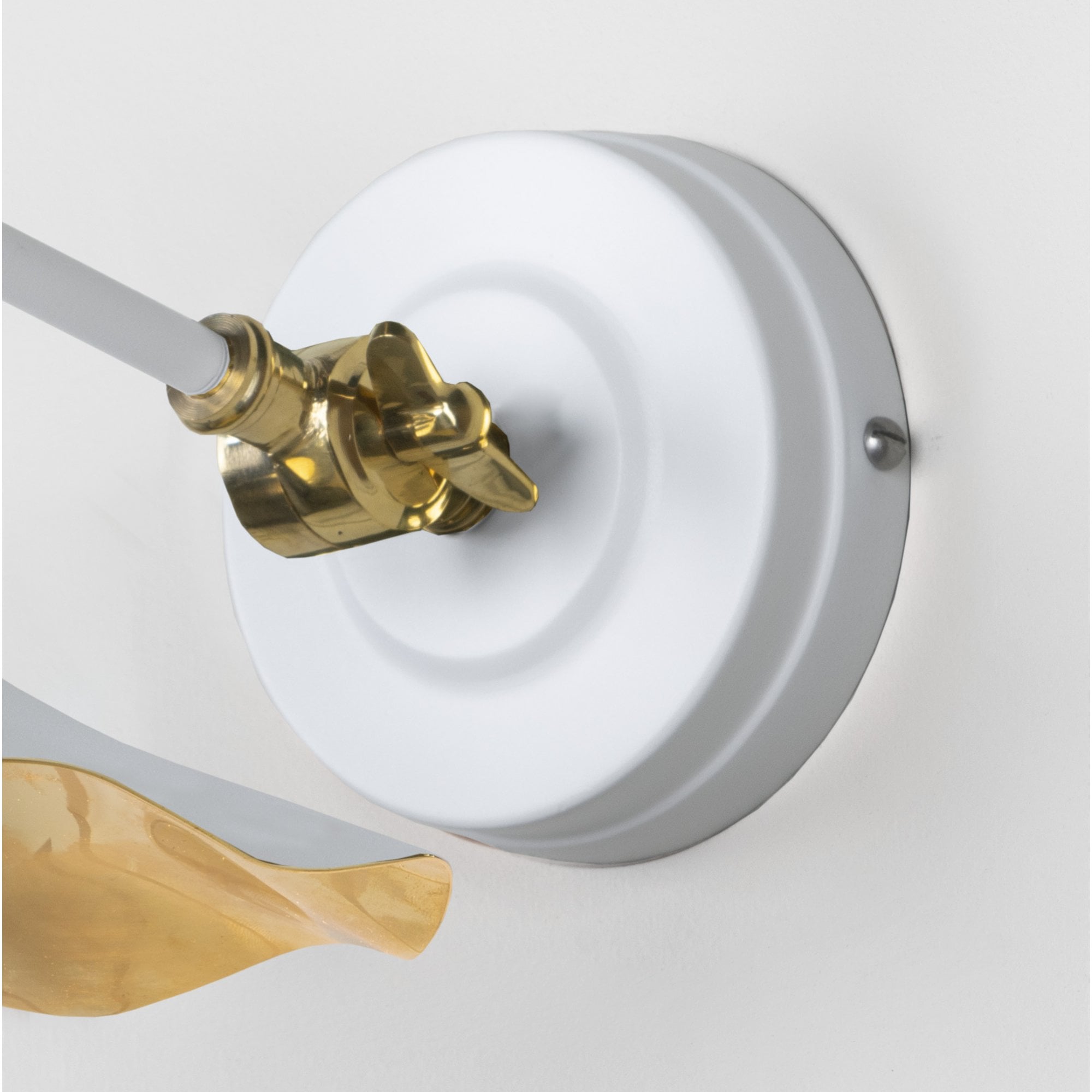 From The Anvil Smooth Brass Flora Wall Light - Flock (Matt White)