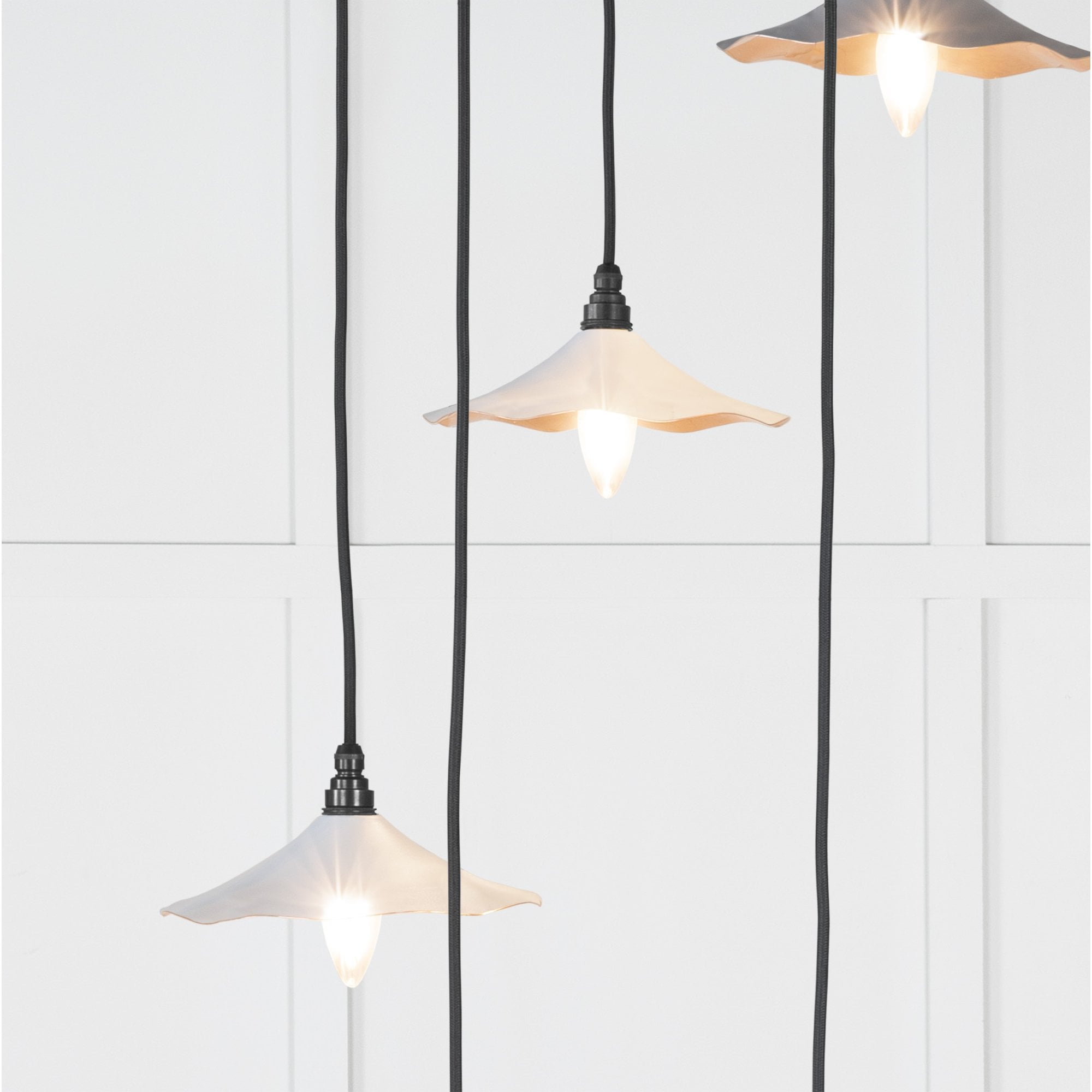From The Anvil Smooth Copper Flora Cluster Pendant - Birch (Pale Grey)
