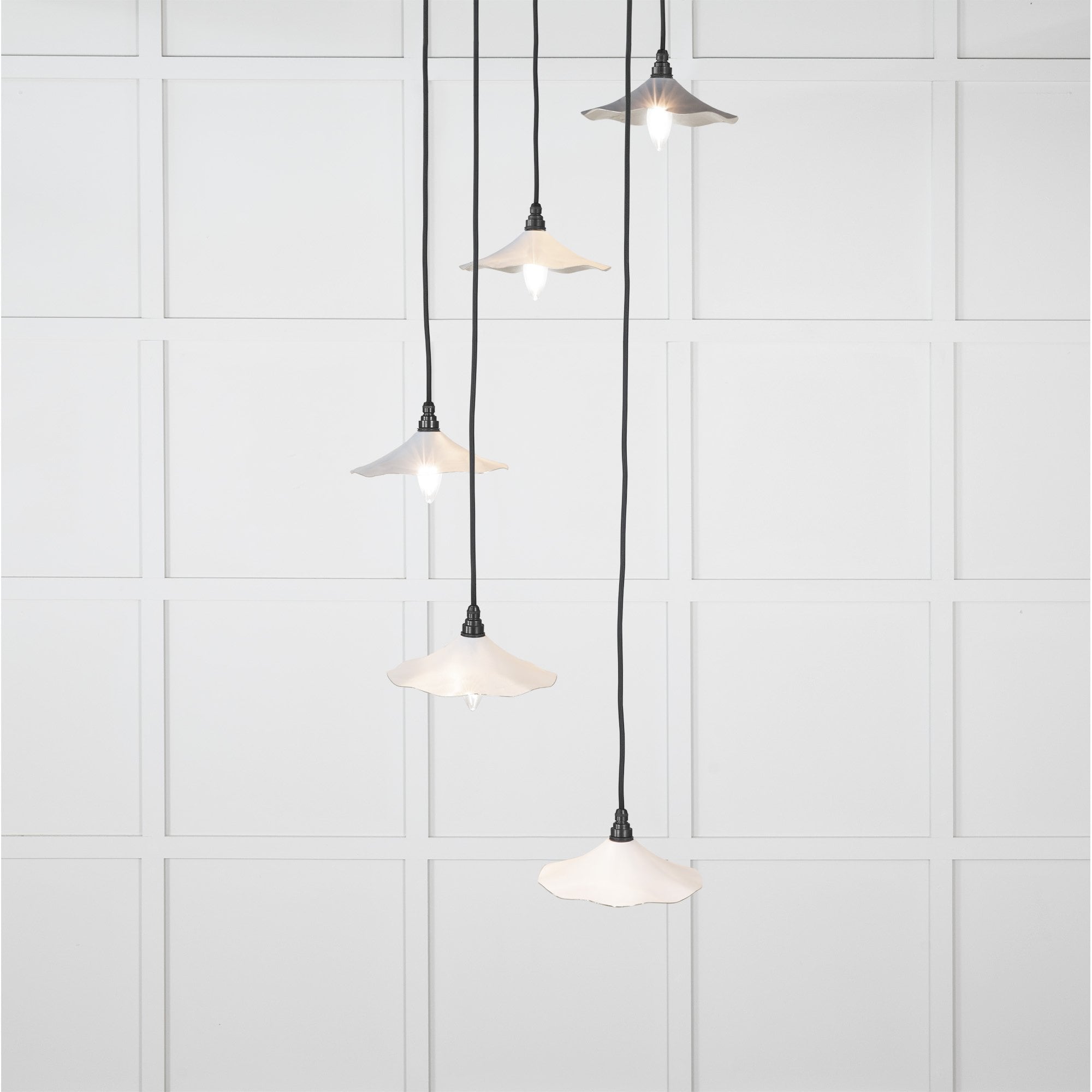 From The Anvil Smooth Nickel Flora Cluster Pendant - Birch (Pale Grey)