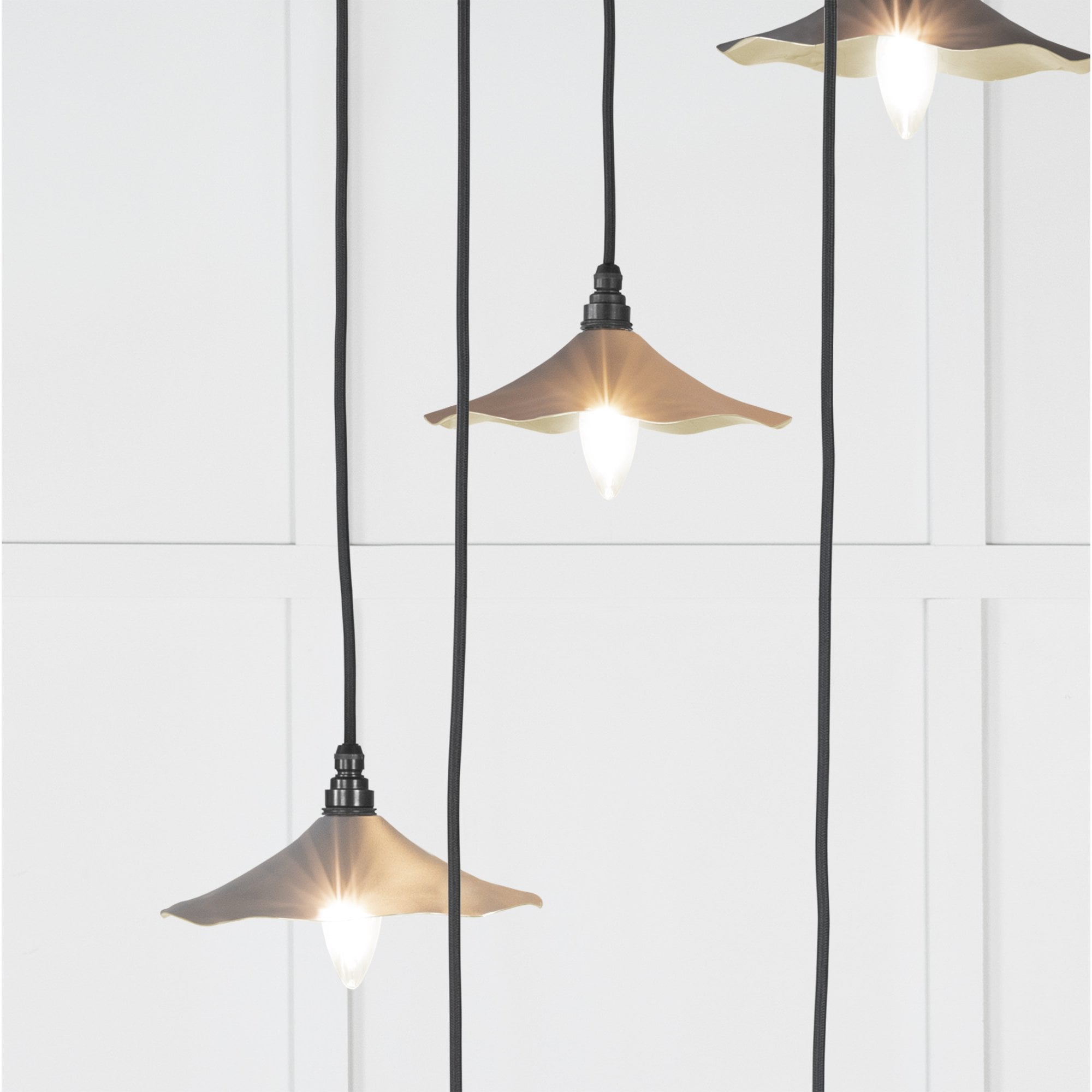 From The Anvil Smooth Brass Flora Cluster Pendant - Bluff (Warm Grey)