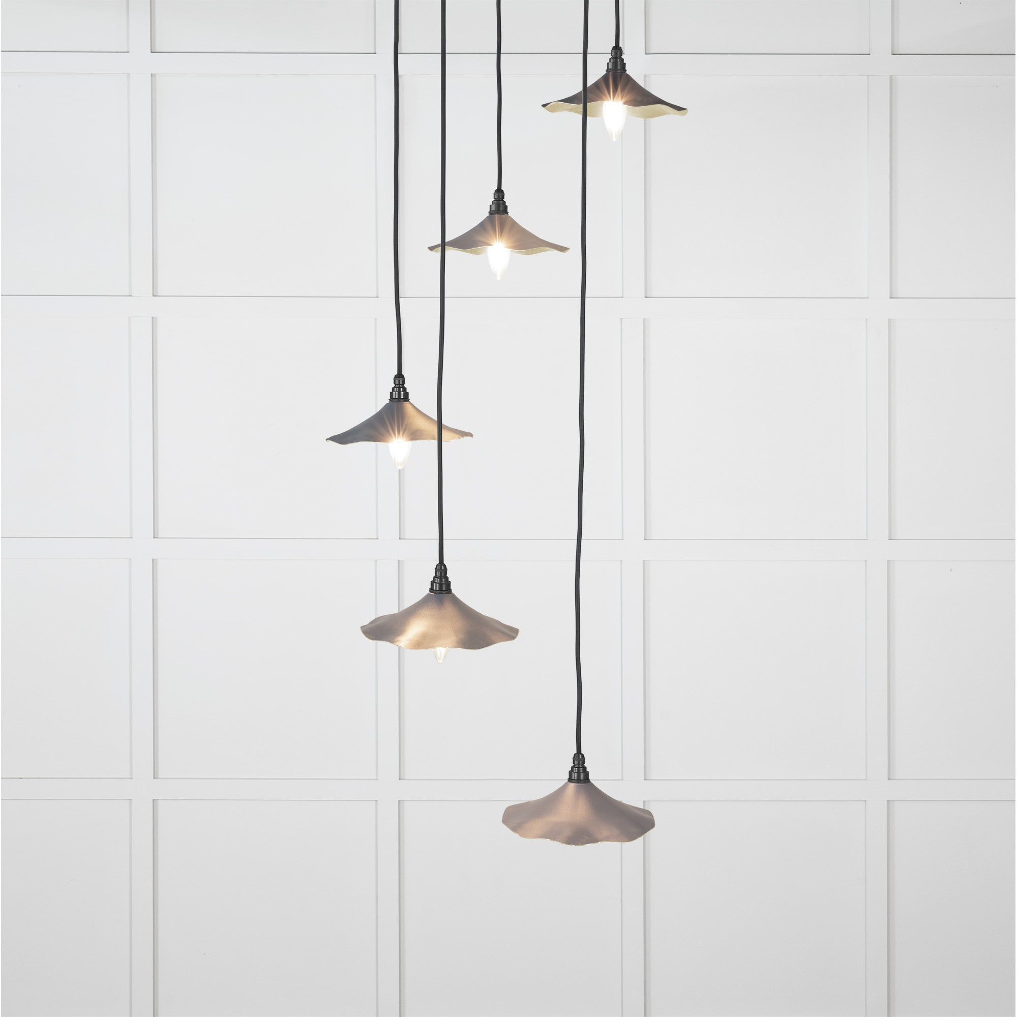 From The Anvil Smooth Brass Flora Cluster Pendant - Slate (Mid Grey)