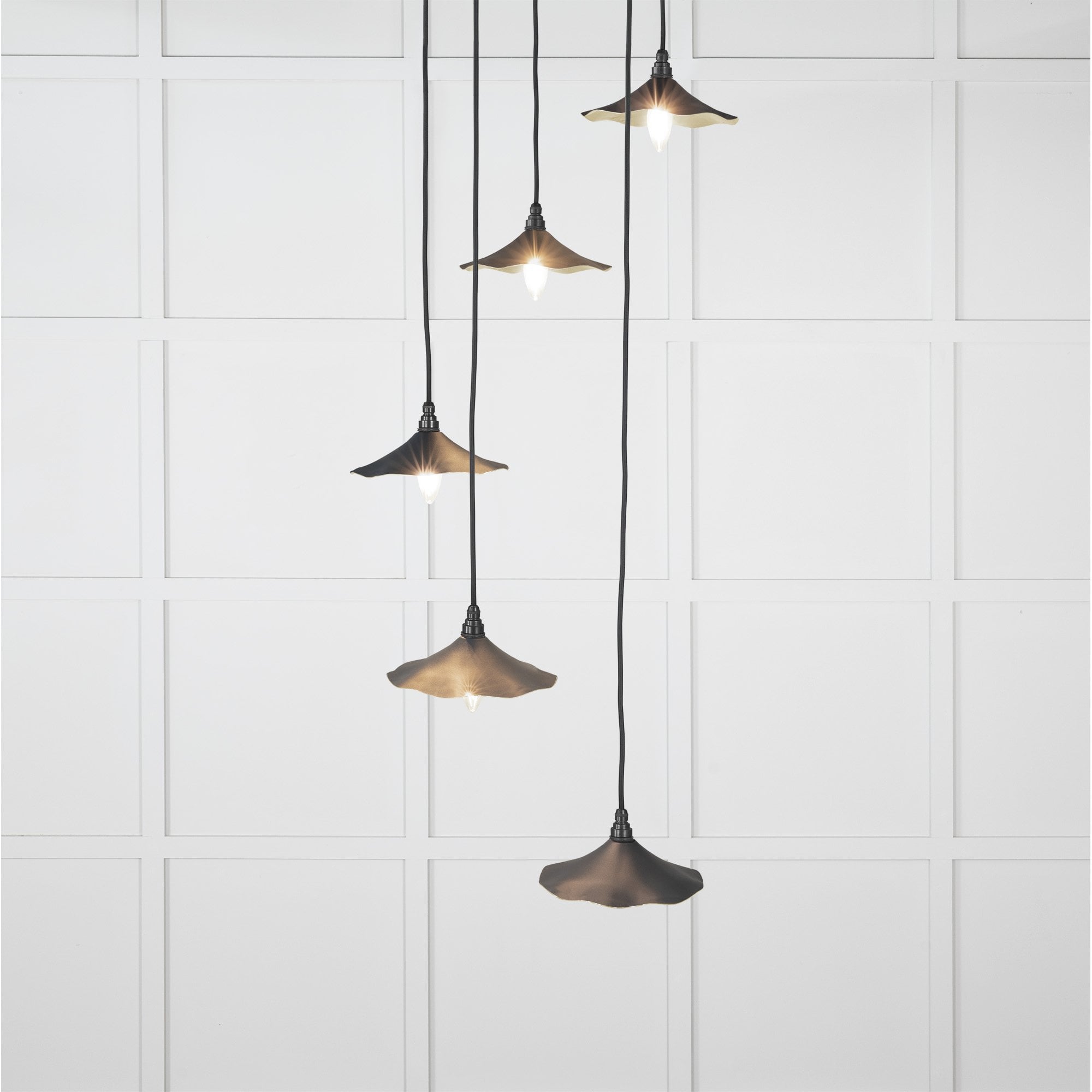 From The Anvil Smooth Brass Flora Cluster Pendant - Soot (Dark Grey)