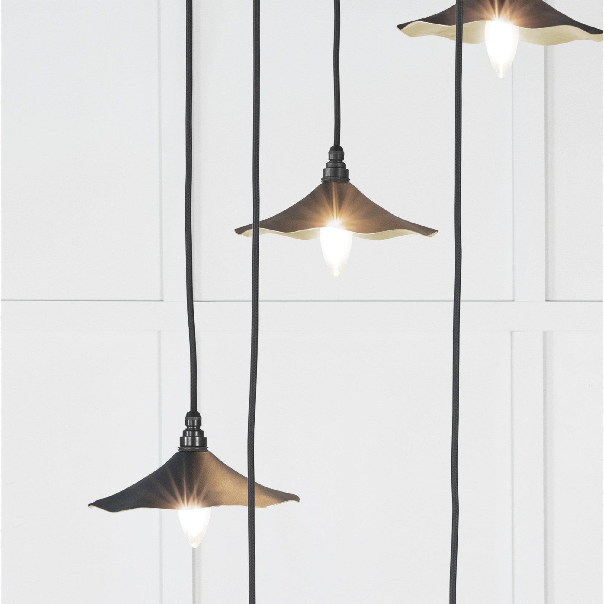 From The Anvil Smooth Brass Flora Cluster Pendant - Soot (Dark Grey)