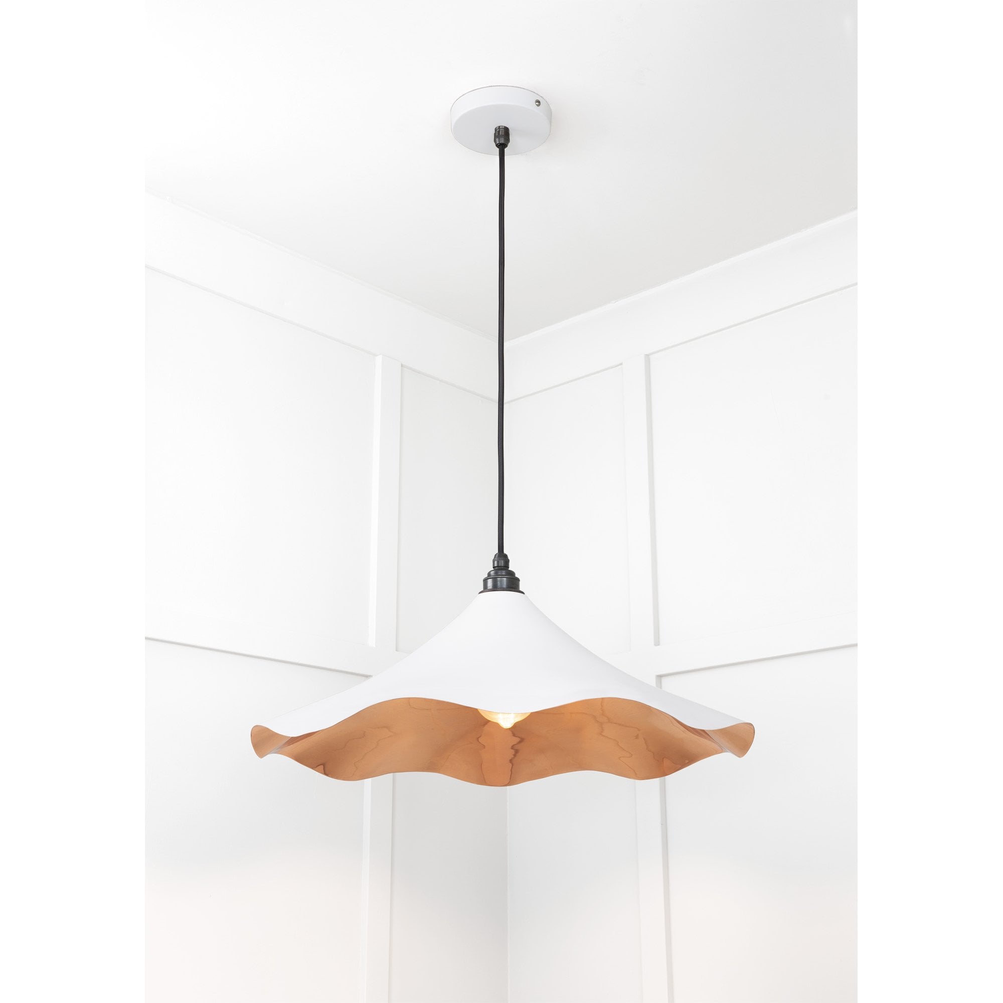 From The Anvil Smooth Copper Flora Pendant - Flock (Matt White)