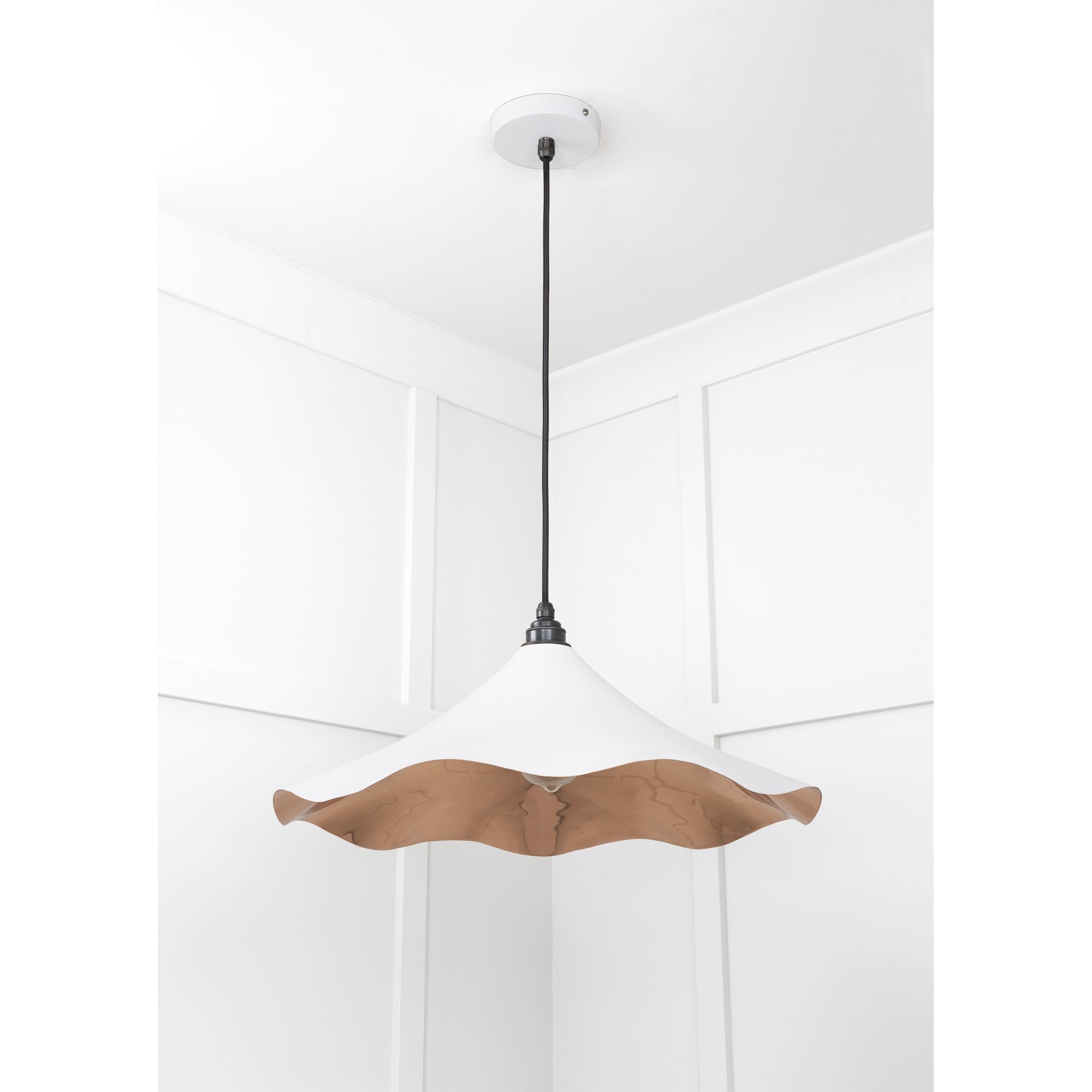 From The Anvil Smooth Copper Flora Pendant - Flock (Matt White)