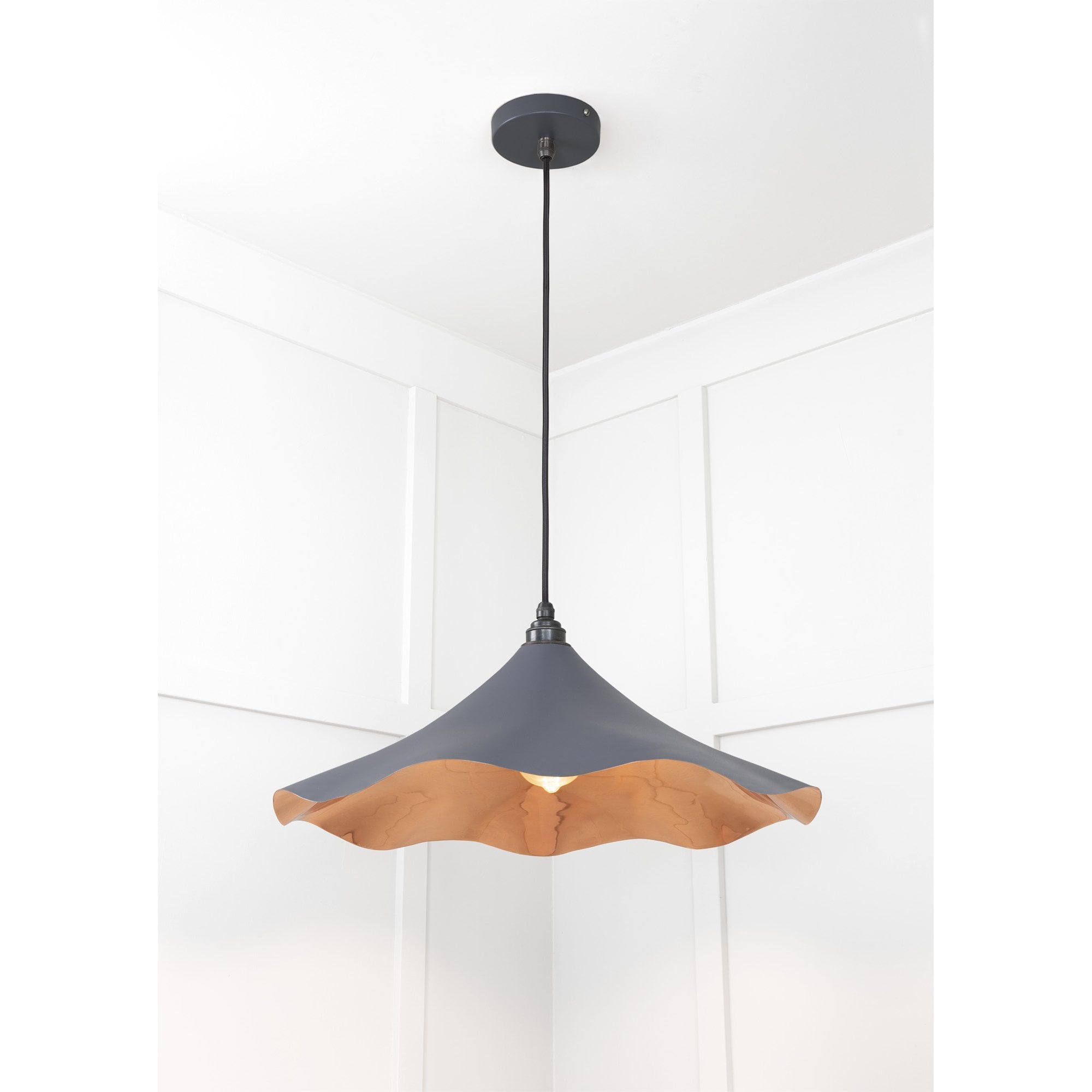From The Anvil Smooth Copper Flora Pendant - Slate (Mid Grey)