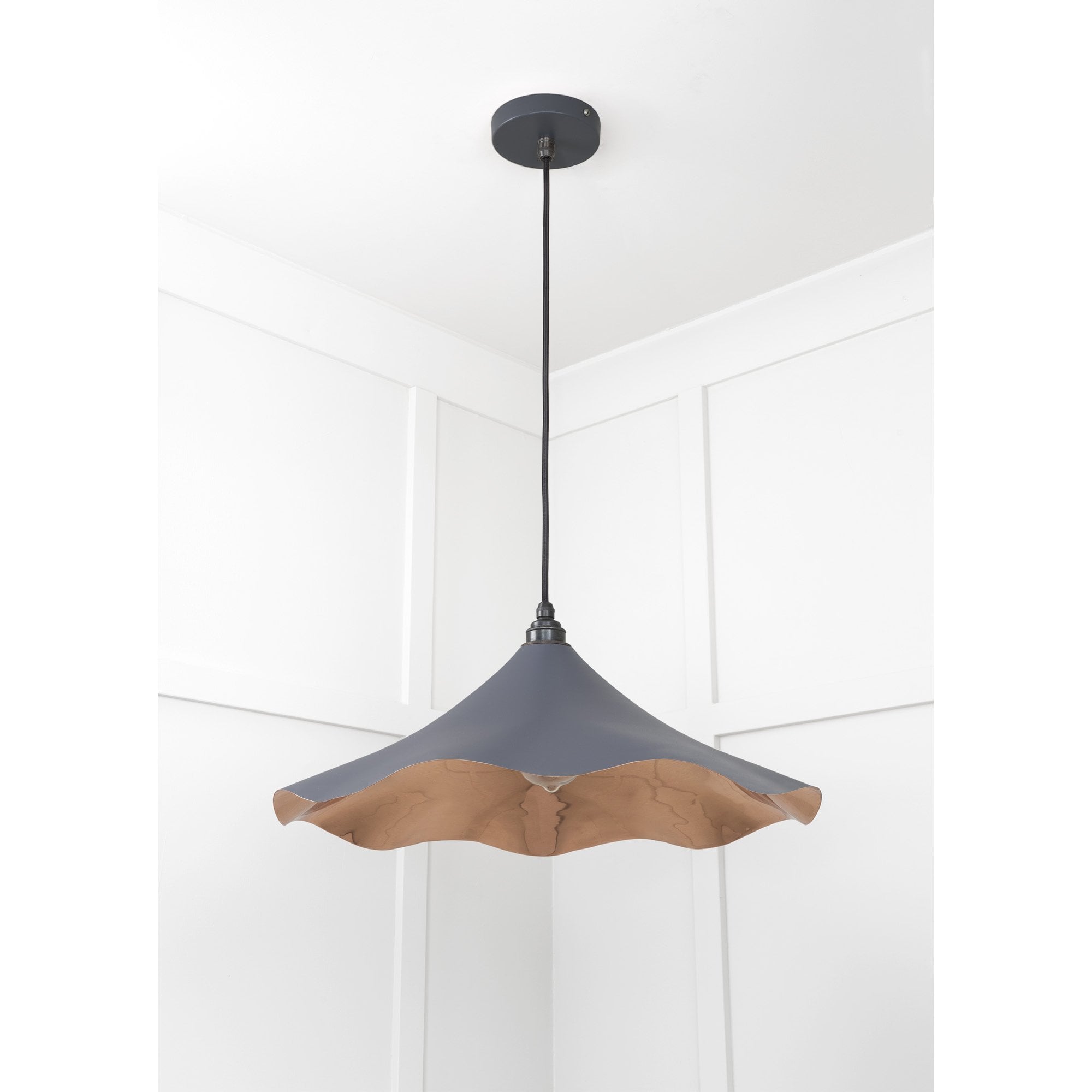 From The Anvil Smooth Copper Flora Pendant - Slate (Mid Grey)