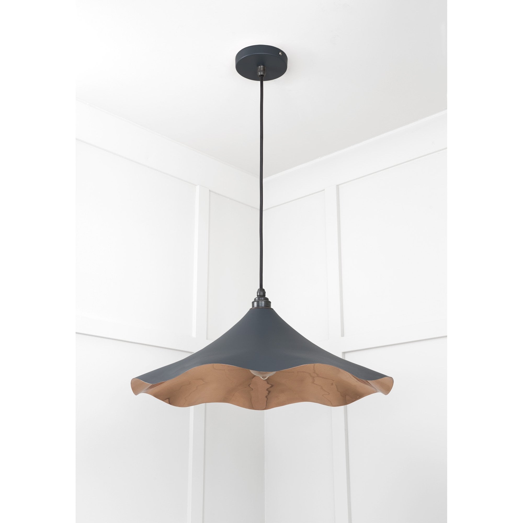 From The Anvil Smooth Copper Flora Pendant - Soot (Dark Grey)