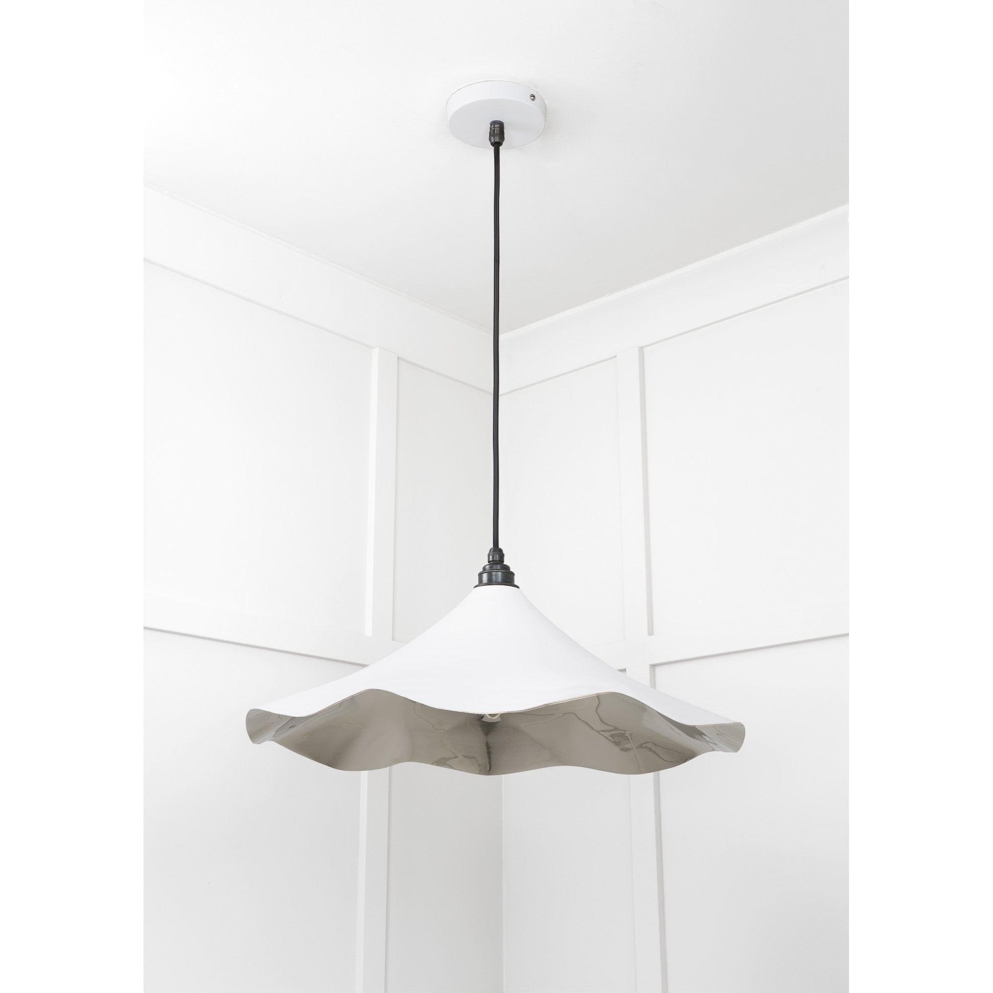 From The Anvil Smooth Nickel Flora Pendant - Flock (Matt White)