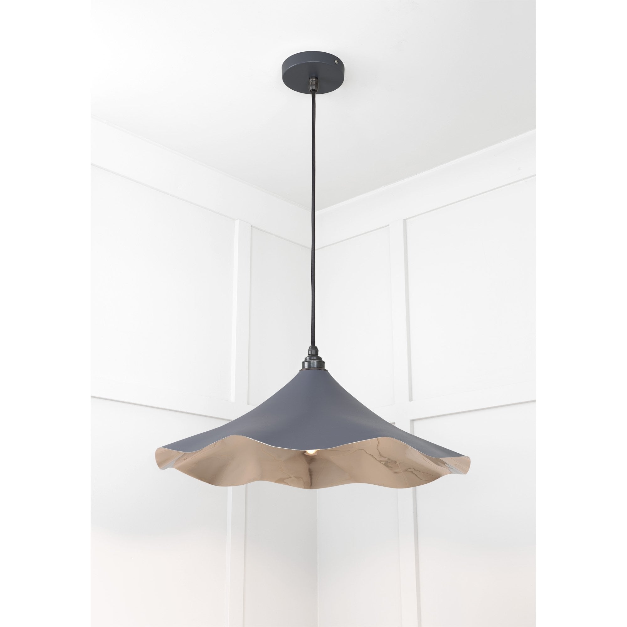 From The Anvil Smooth Nickel Flora Pendant - Slate (Mid Grey)