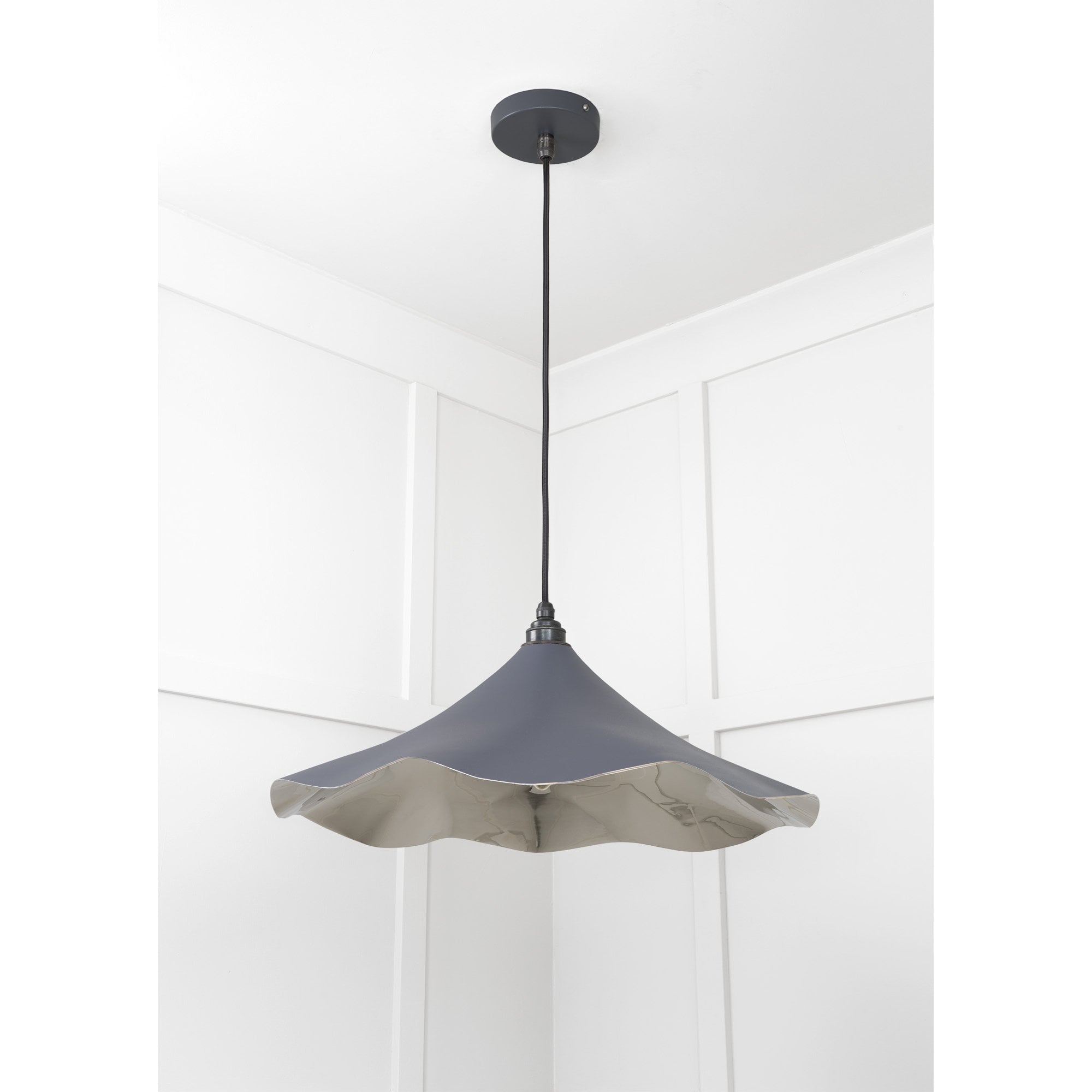 From The Anvil Smooth Nickel Flora Pendant - Slate (Mid Grey)
