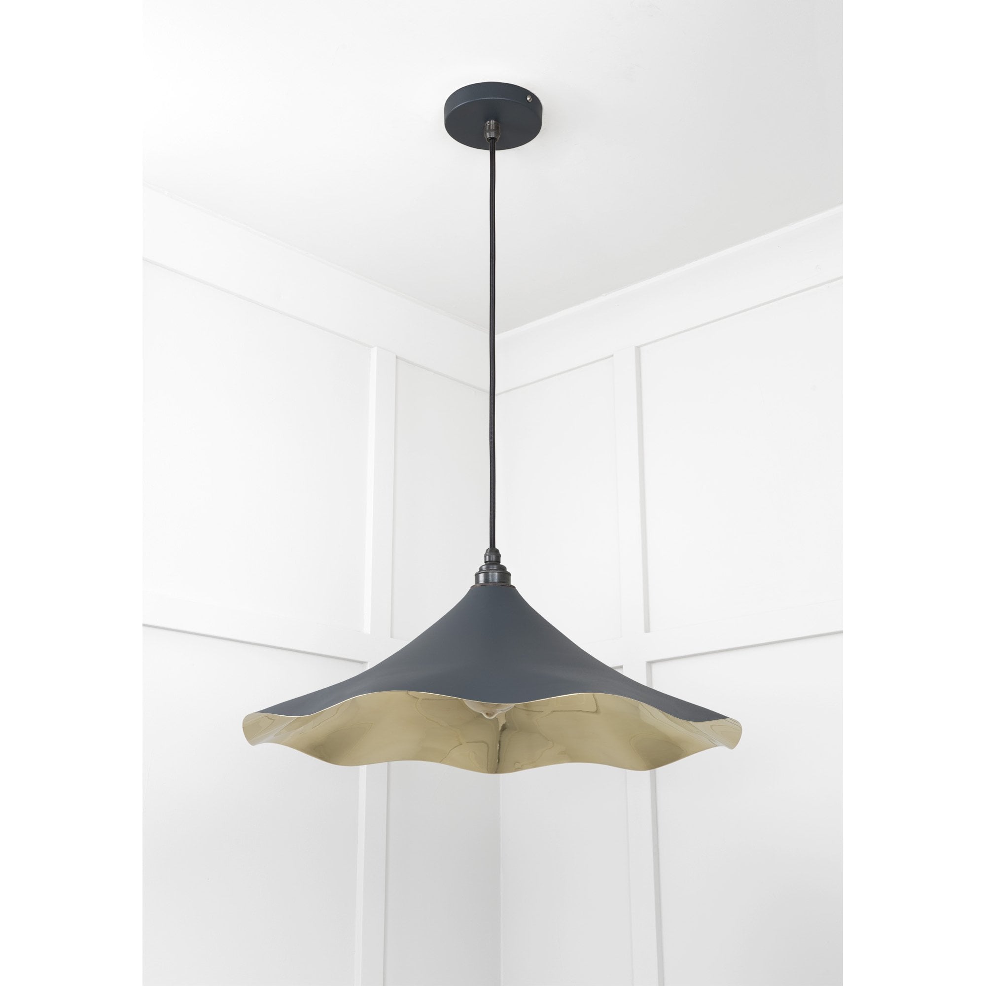 From The Anvil Smooth Brass Flora Pendant - Soot (Dark Grey)