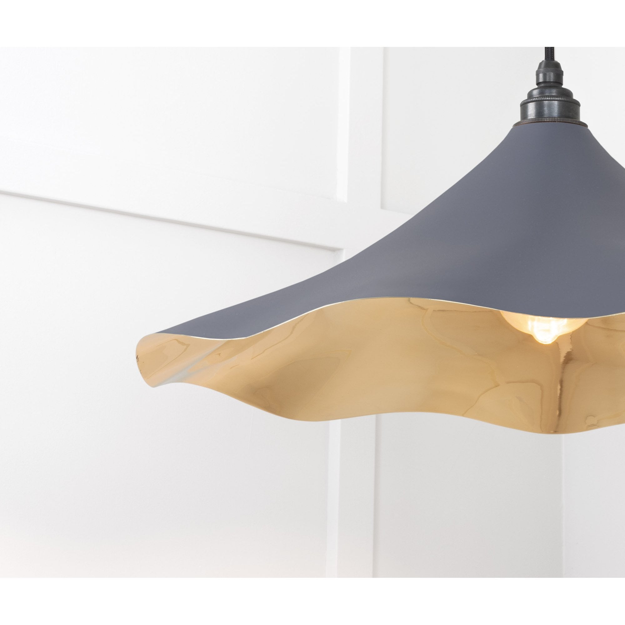 From The Anvil Smooth Brass Flora Pendant - Slate (Mid Grey)