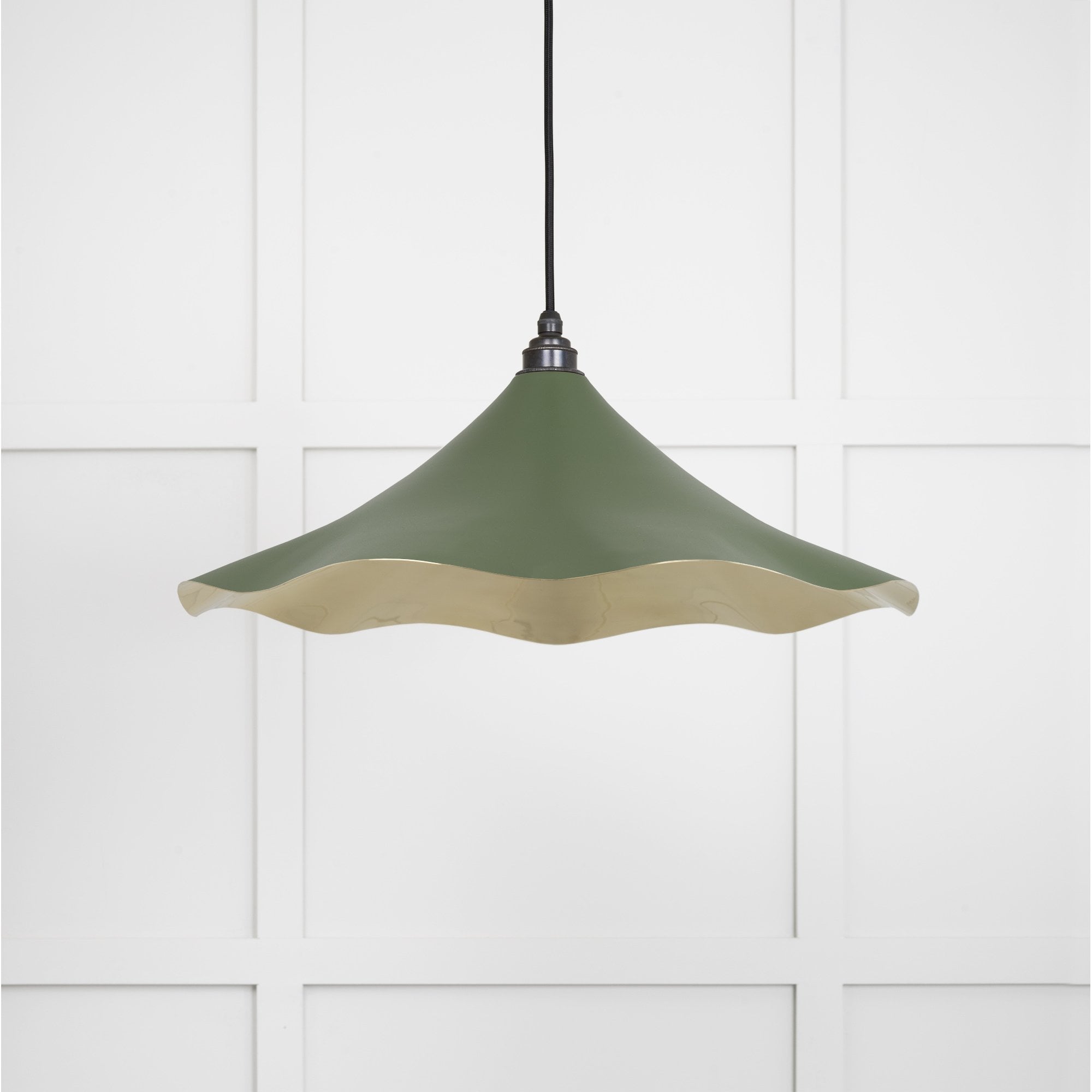 From The Anvil Smooth Brass Flora Pendant - Heath (Earthy Green)