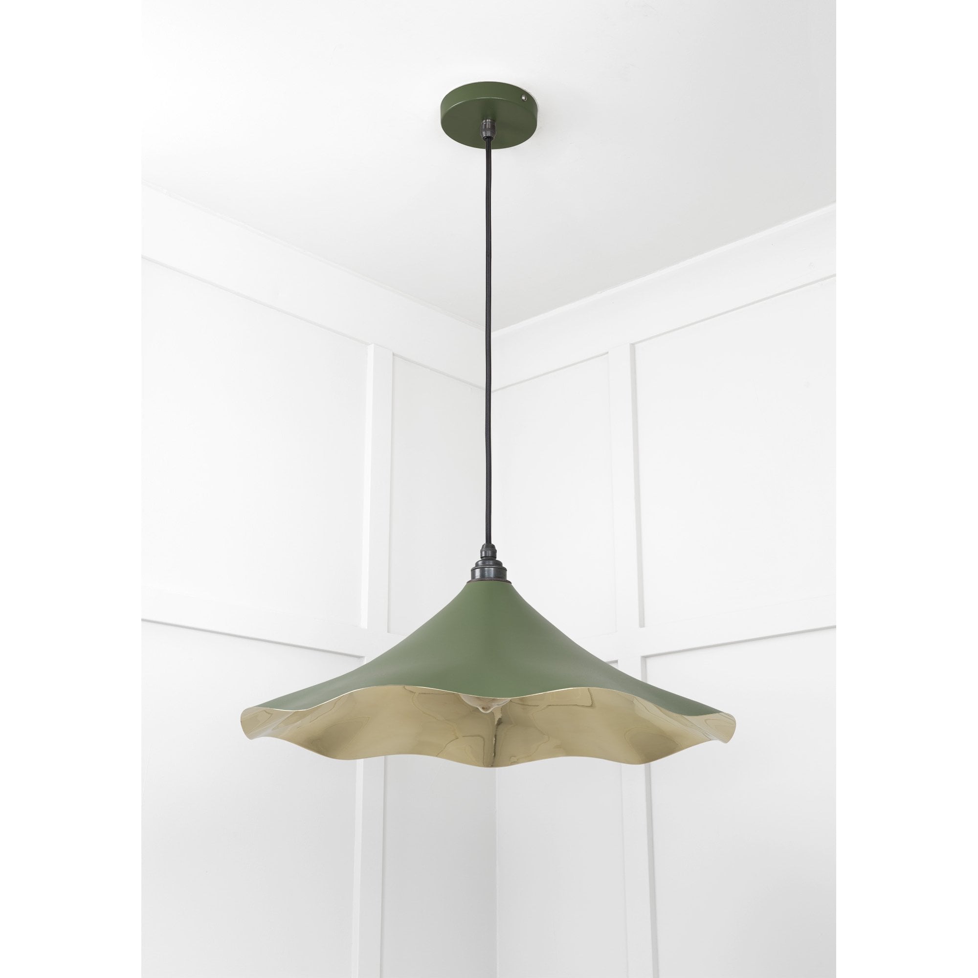 From The Anvil Smooth Brass Flora Pendant - Heath (Earthy Green)