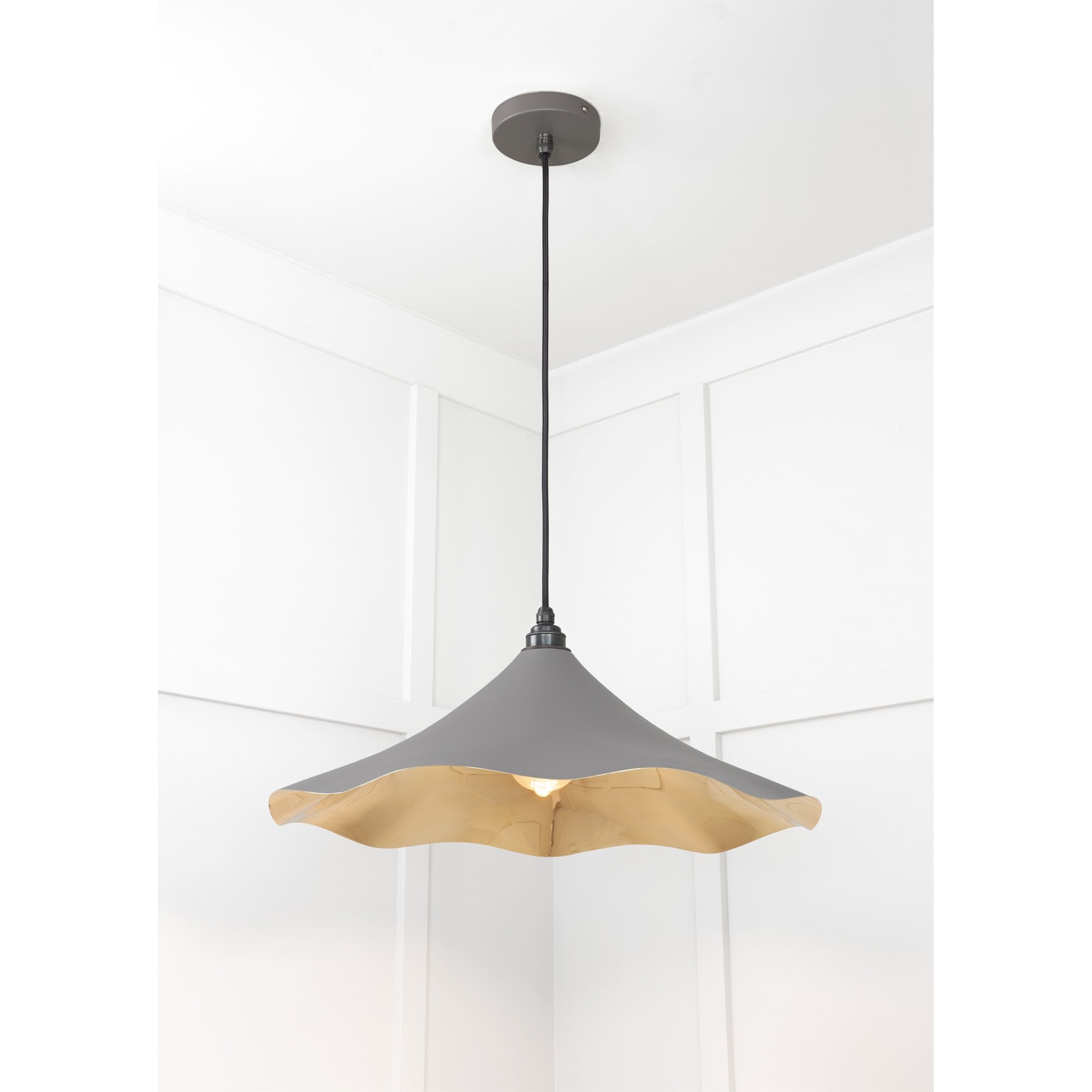 From The Anvil Smooth Brass Flora Pendant - Bluff (Warm Grey)