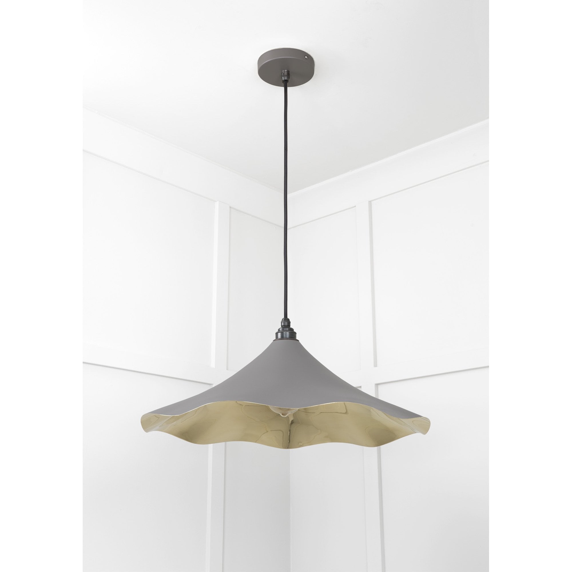 From The Anvil Smooth Brass Flora Pendant - Bluff (Warm Grey)
