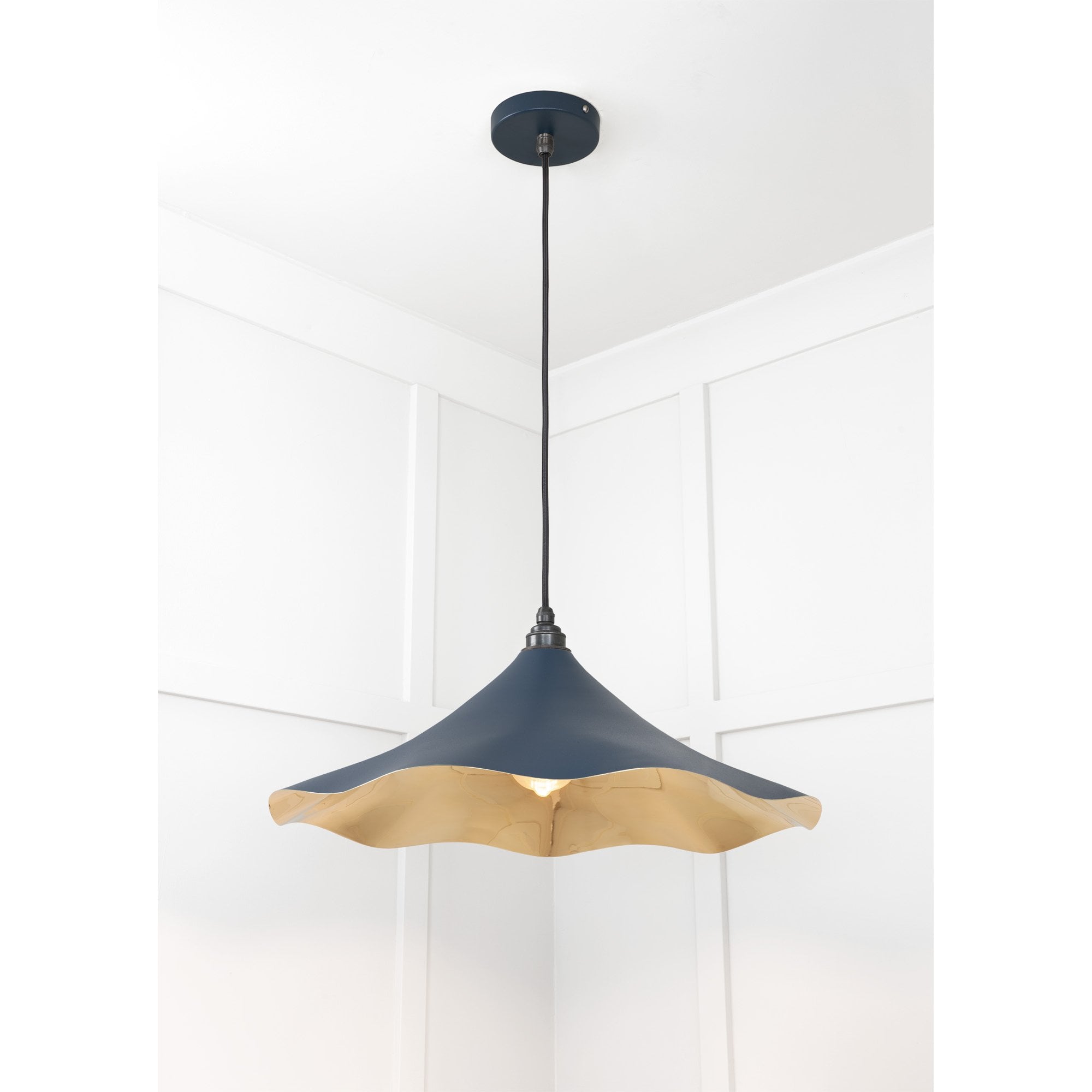 From The Anvil Smooth Brass Flora Pendant - Dusk (Dark Blue/Grey)