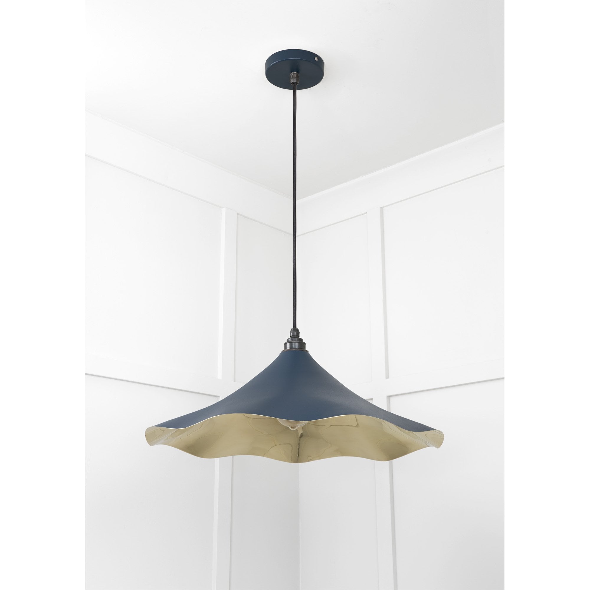 From The Anvil Smooth Brass Flora Pendant - Dusk (Dark Blue/Grey)