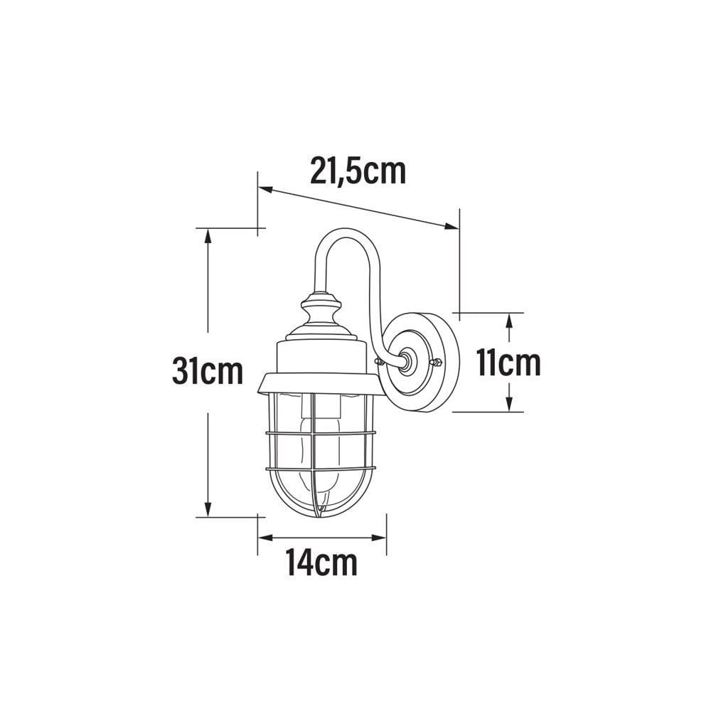 Konstsmide Cerignola Wall Light - Galvanised