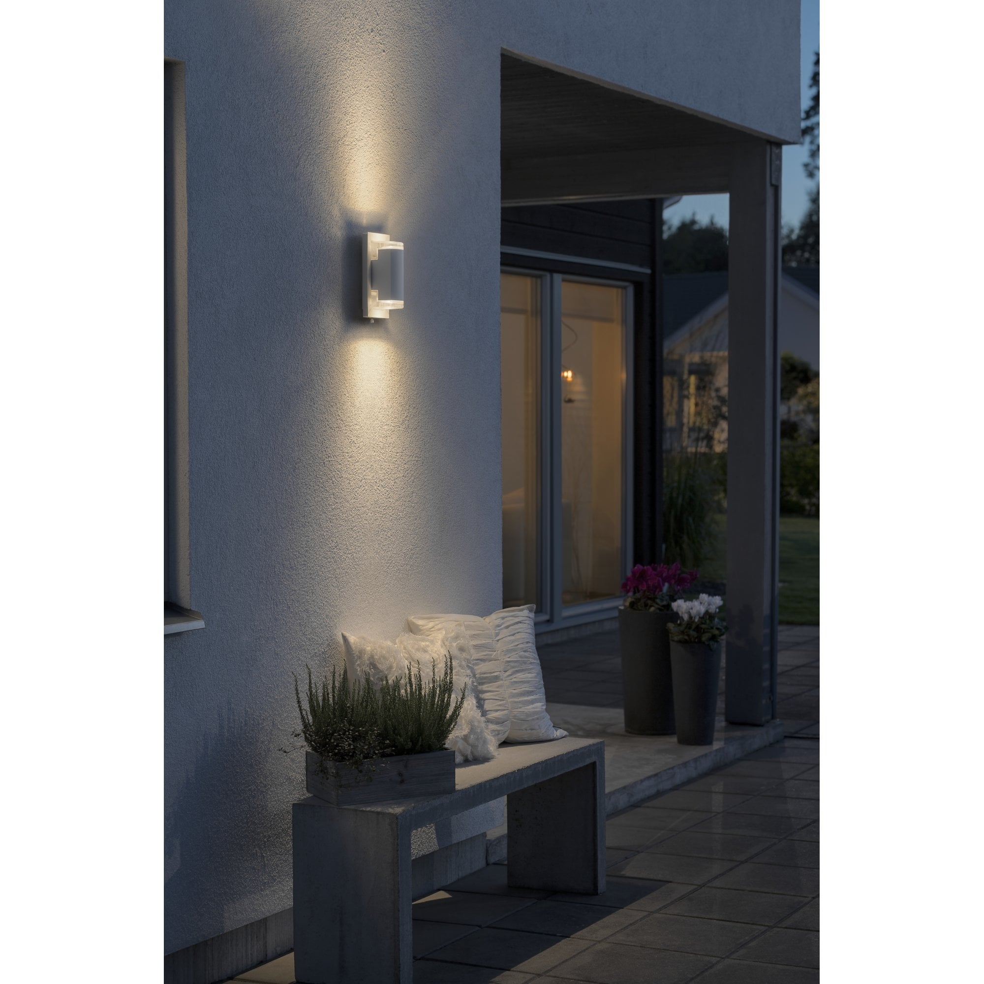 Konstsmide Potenza Up/Down Backplate Wall Light - Matt White