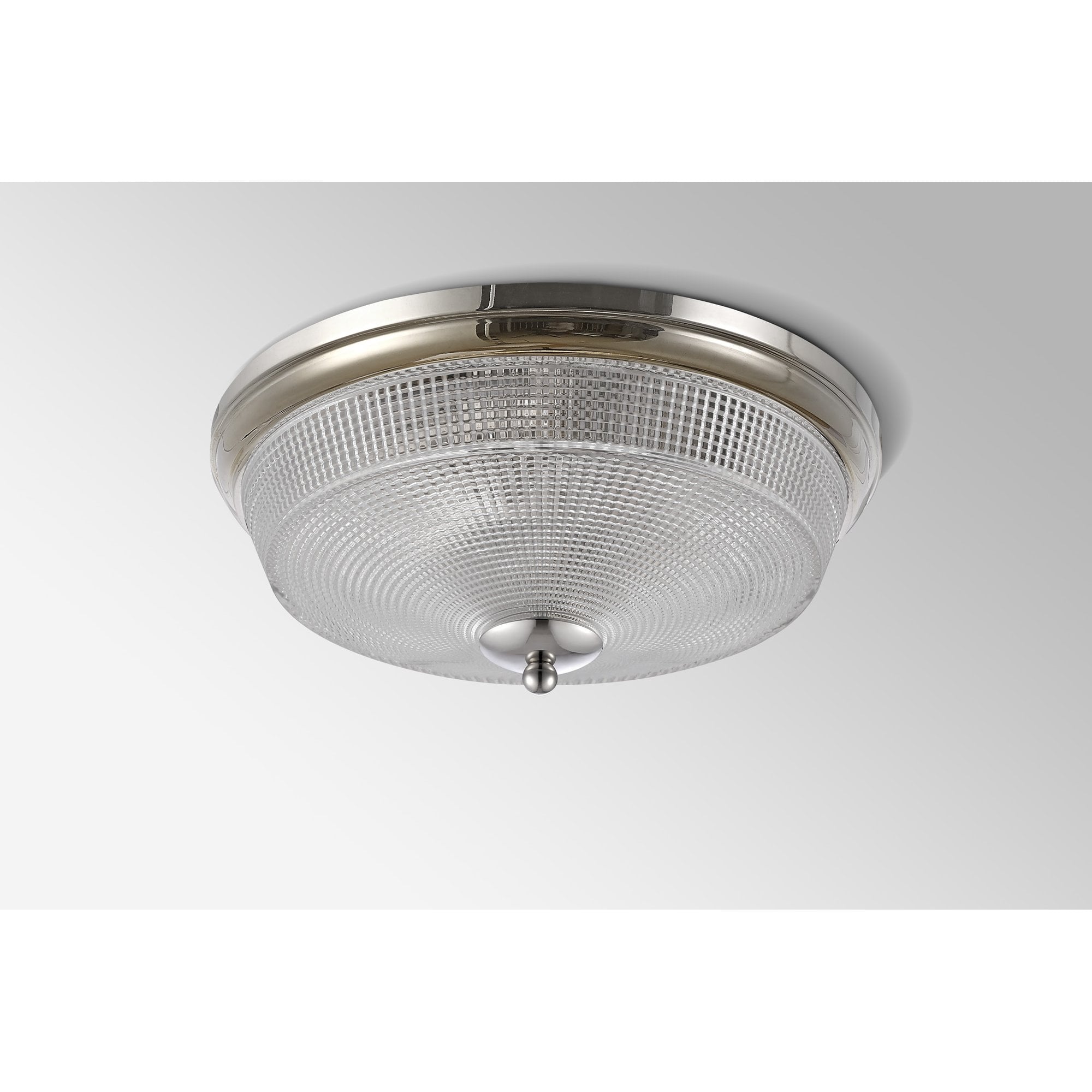 Fabula Antlers 2 Light Flush Light - Polished Nickel & Prismatic Glass - IP44
