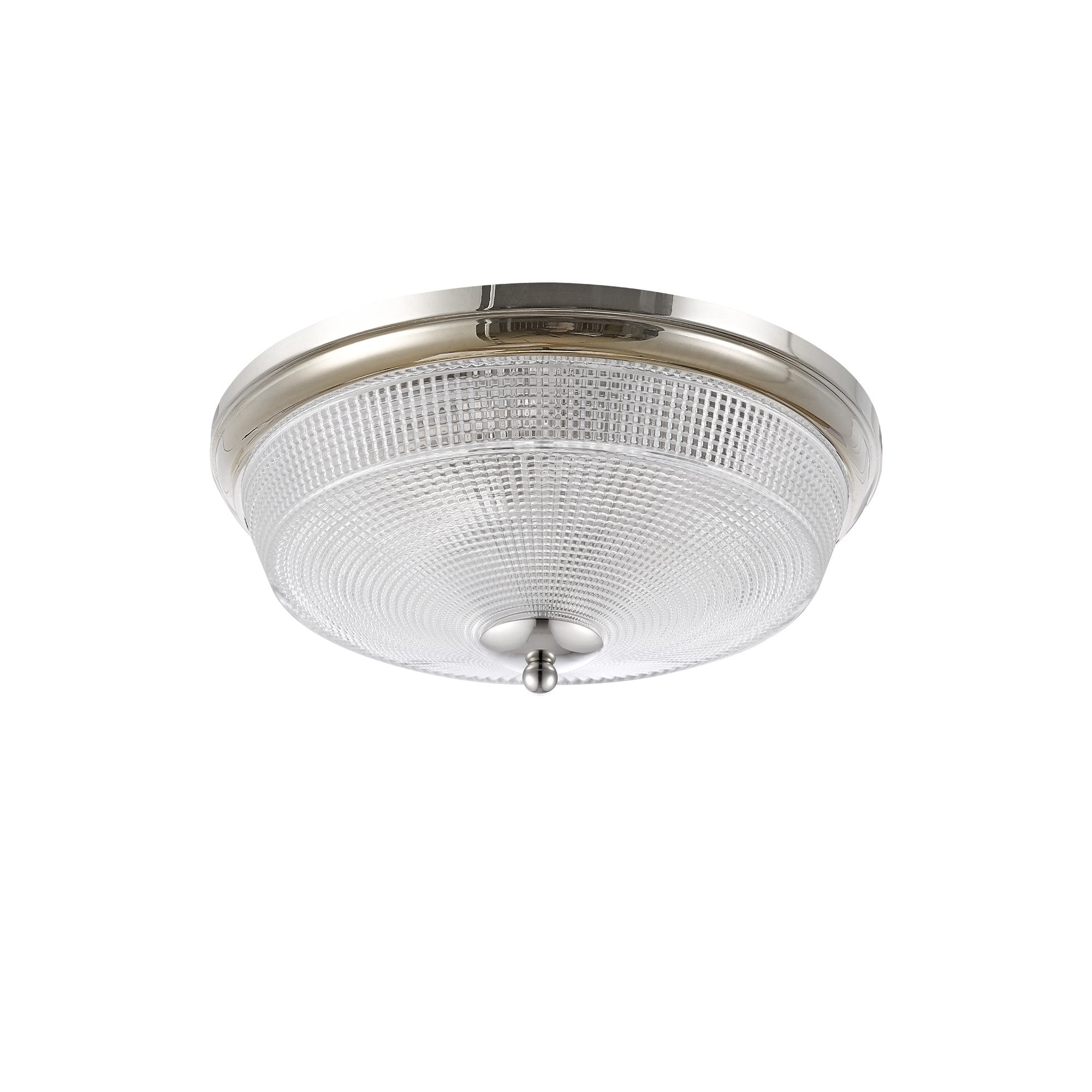 Fabula Antlers 2 Light Flush Light - Polished Nickel & Prismatic Glass - IP44