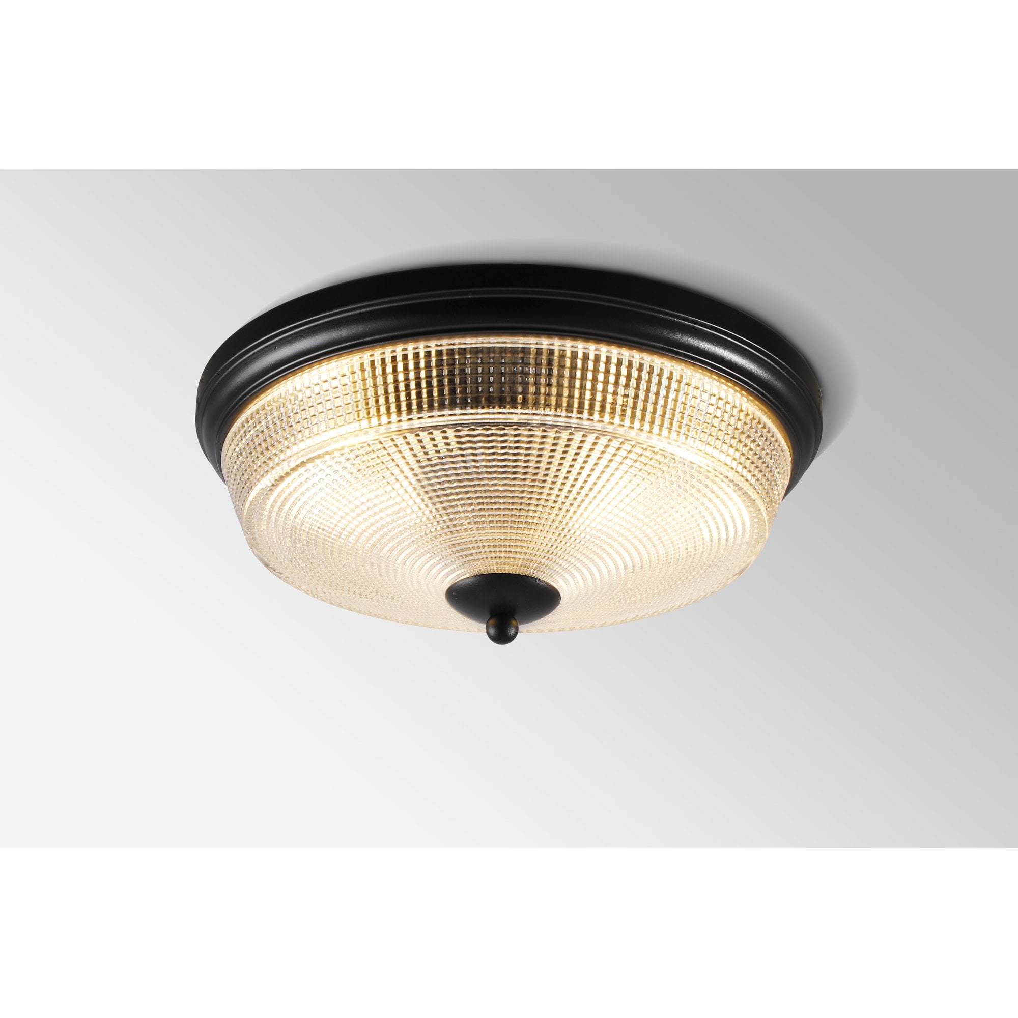 Fabula Antlers 2 Light Flush Light - Satin Black & Prismatic Glass - IP44