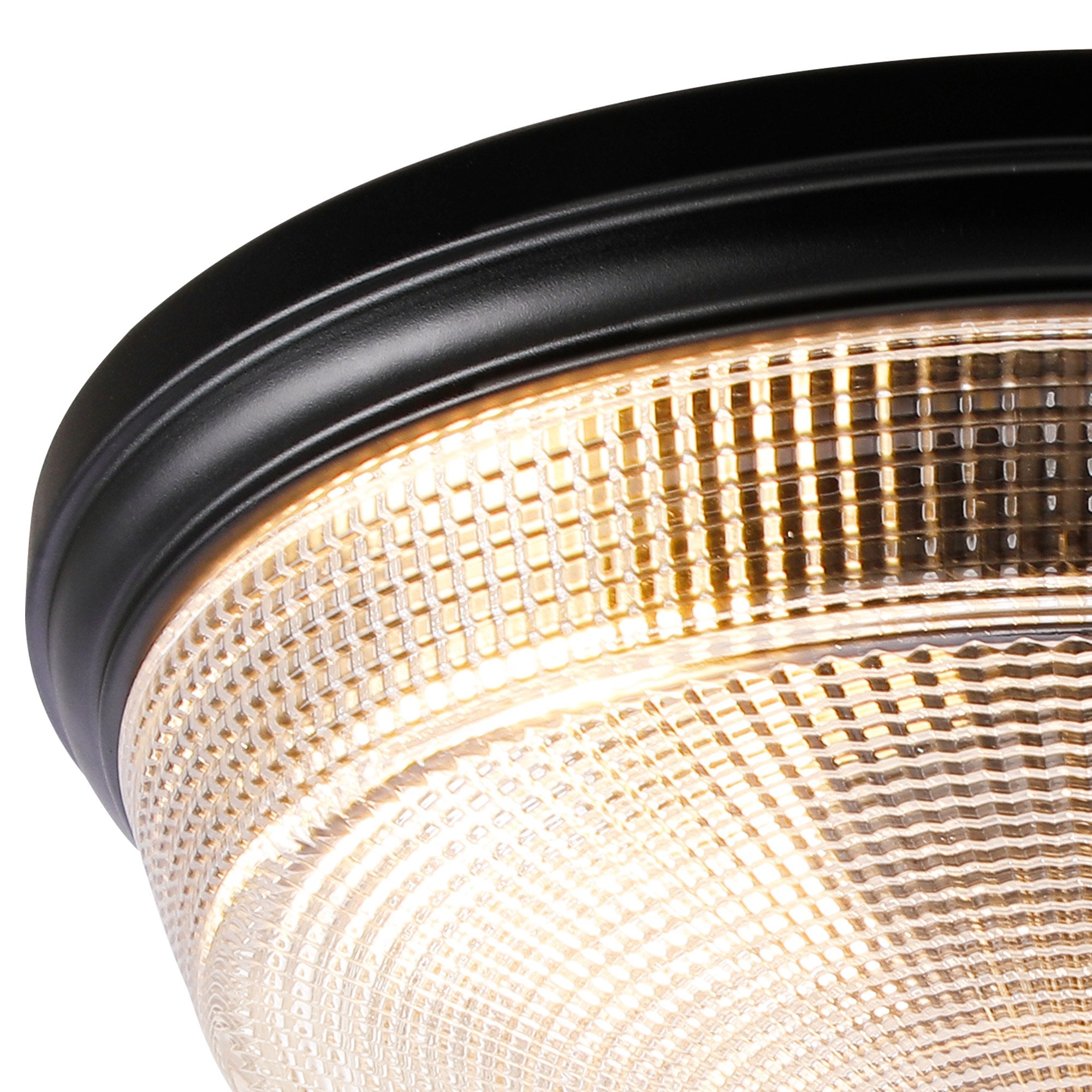 Fabula Antlers 2 Light Flush Light - Satin Black & Prismatic Glass - IP44
