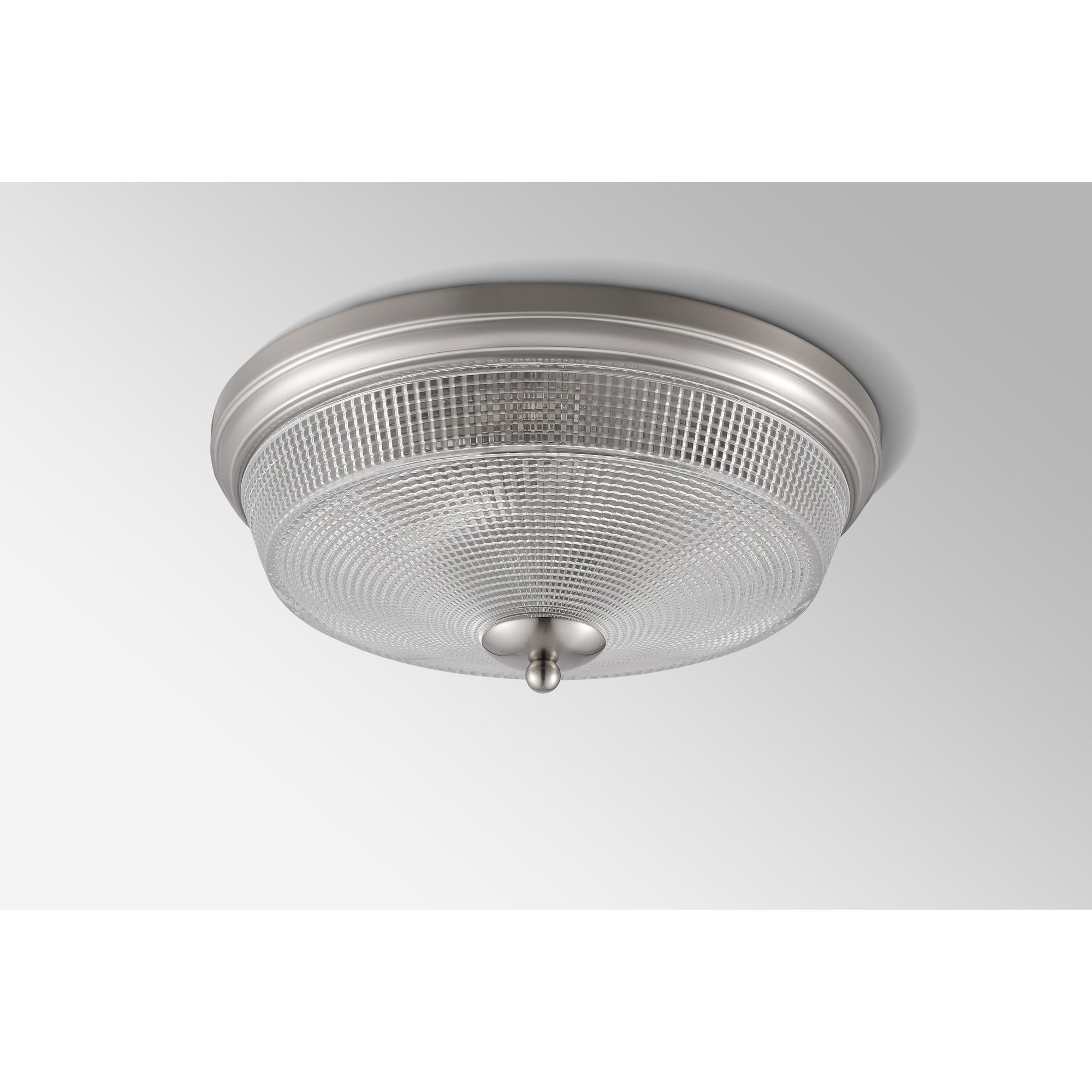 Fabula Antlers 2 Light Flush Light - Satin Nickel & Prismatic Glass - IP44