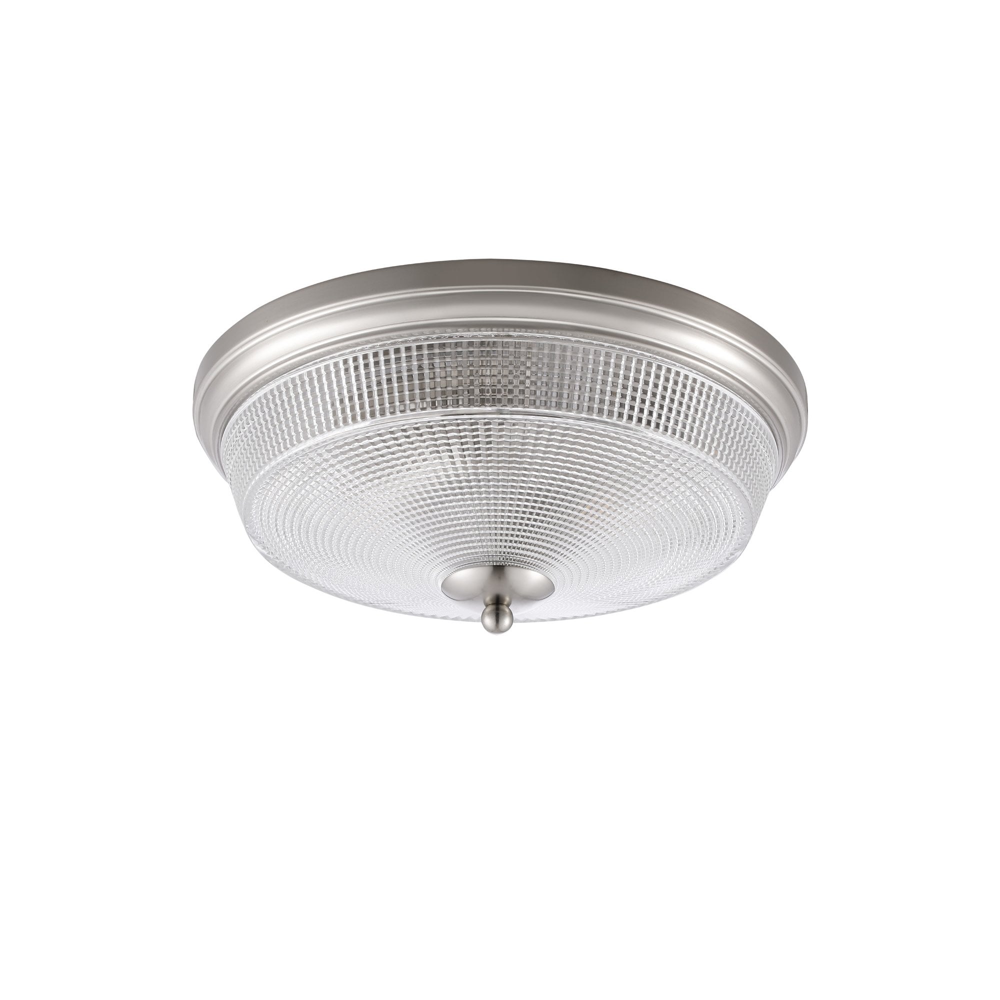 Fabula Antlers 2 Light Flush Light - Satin Nickel & Prismatic Glass - IP44