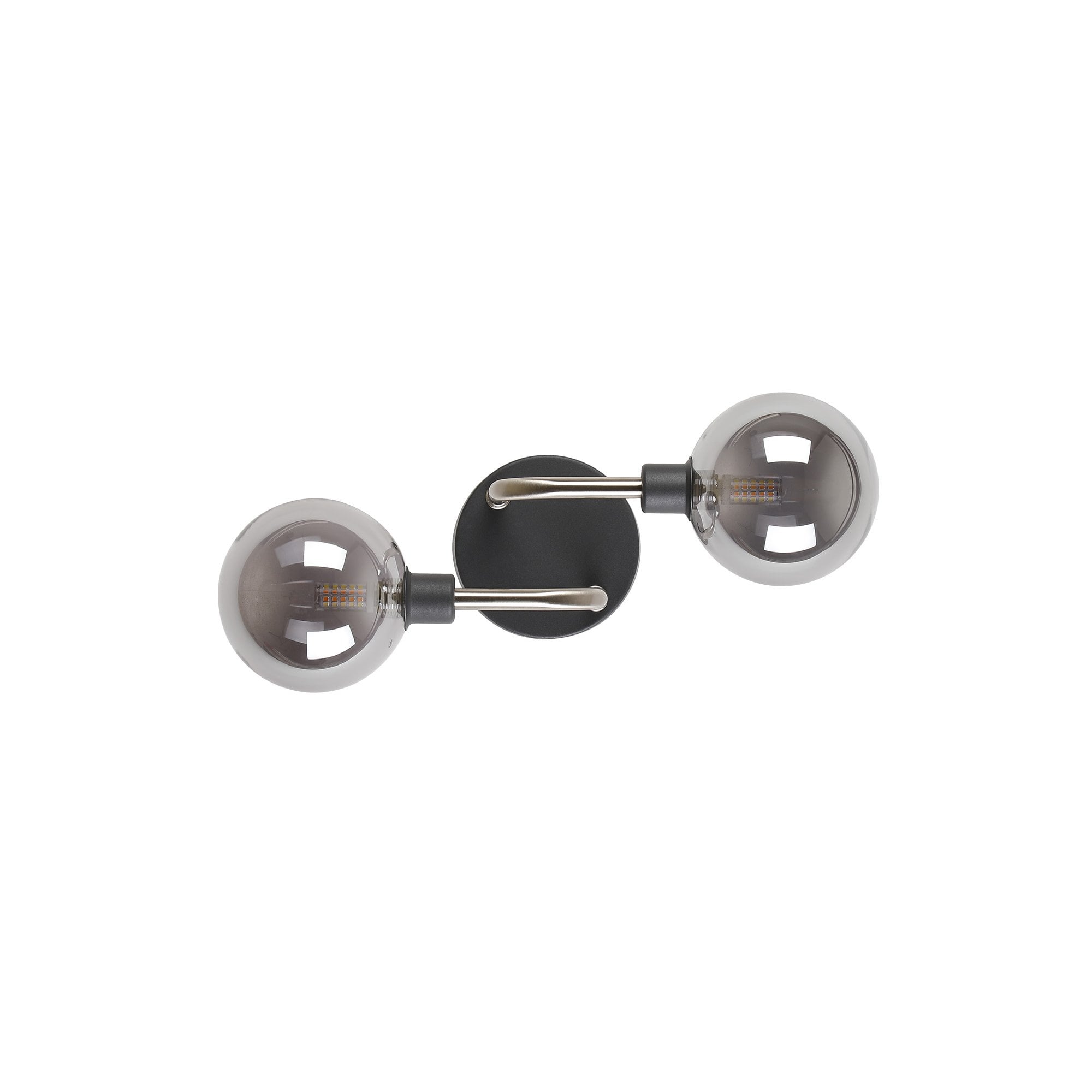 Fabula Appleby 2 Light Wall Lamp - Graphite, Satin Nickel & Smoke Glass