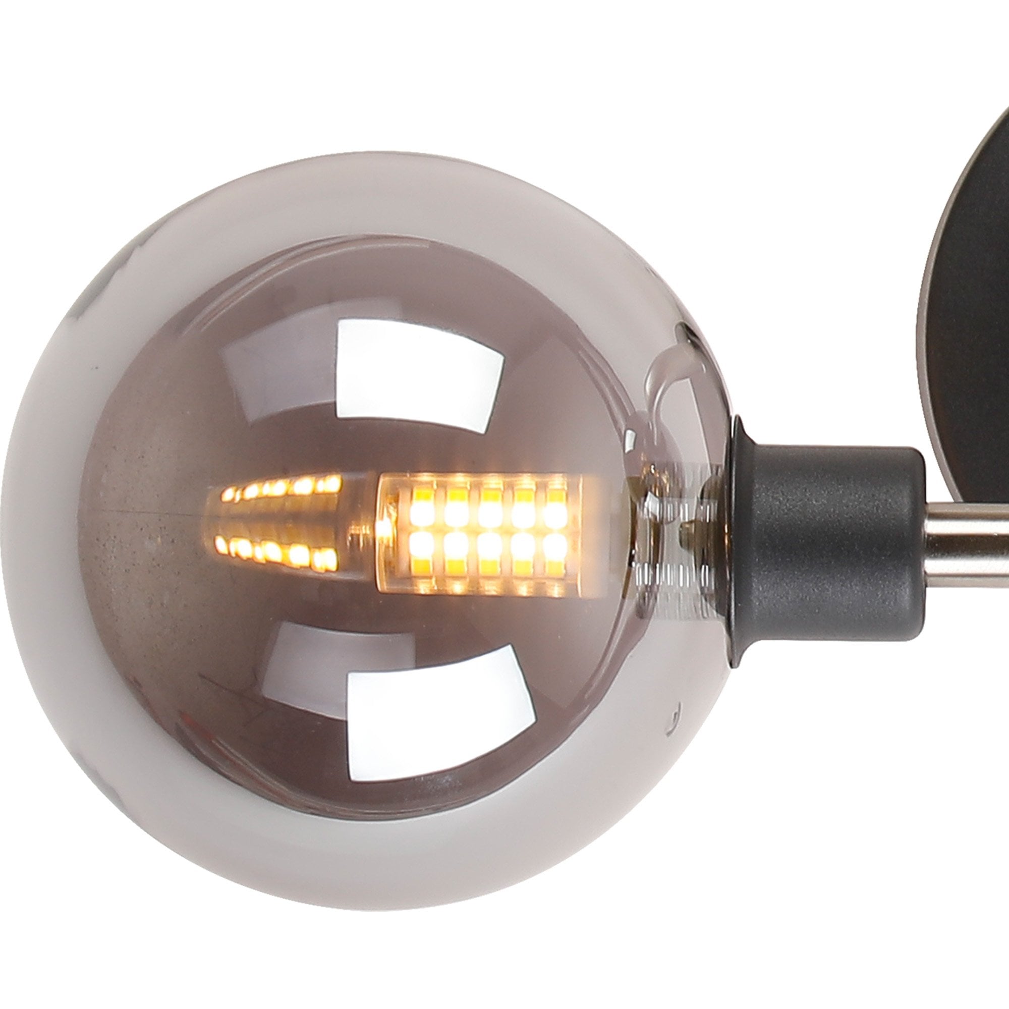 Fabula Appleby 2 Light Wall Lamp - Graphite, Satin Nickel & Smoke Glass