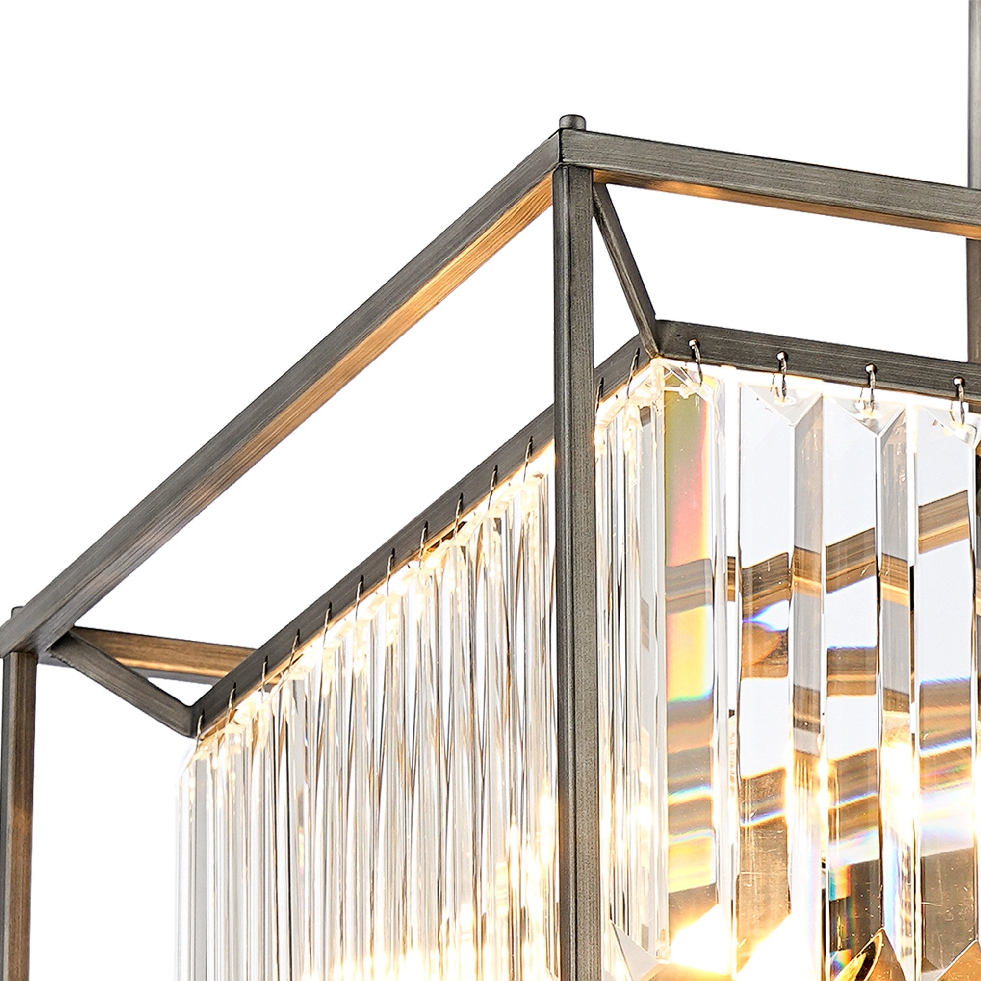 Fabula Arabia 4 Light Fixed Pendant/Semi-Flush Light - Pewter, Clear & Grain Glass