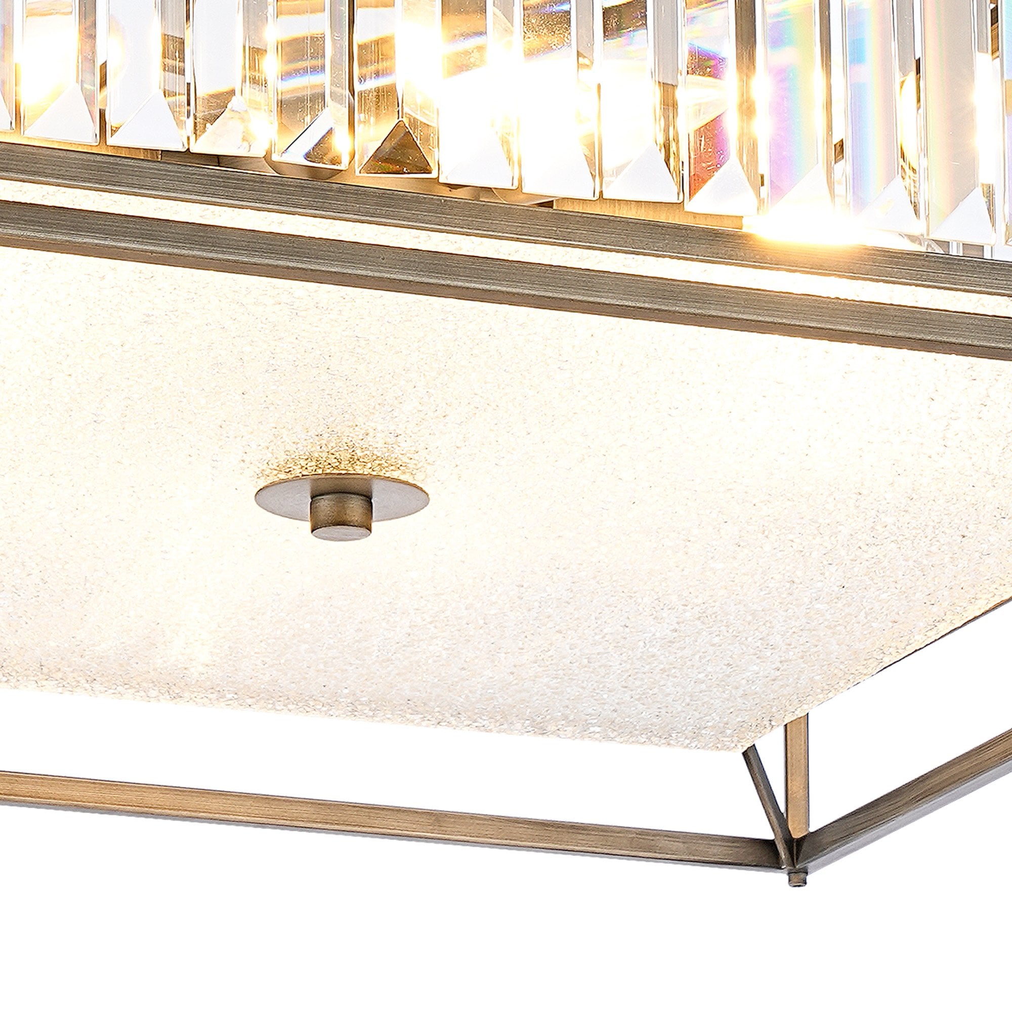 Fabula Arabia 6 Light Fixed Pendant/Semi-Flush Light - Pewter, Clear & Grain Glass