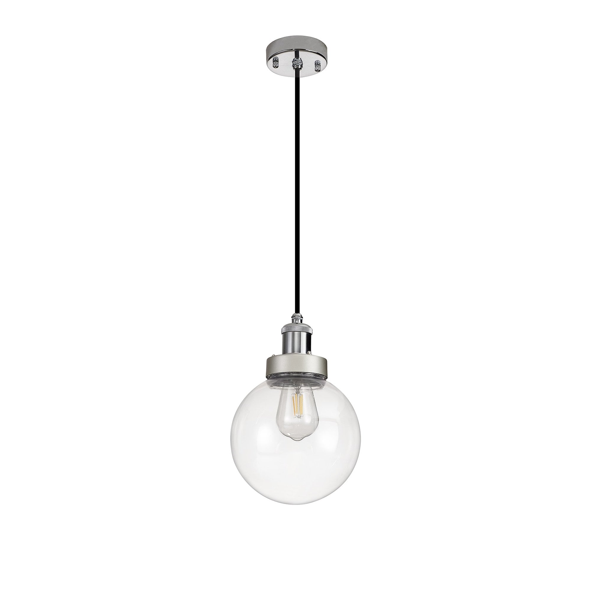 Fabula Avondale 20cm Single Pendant - Titanium Silver & Polished Chrome - IP65