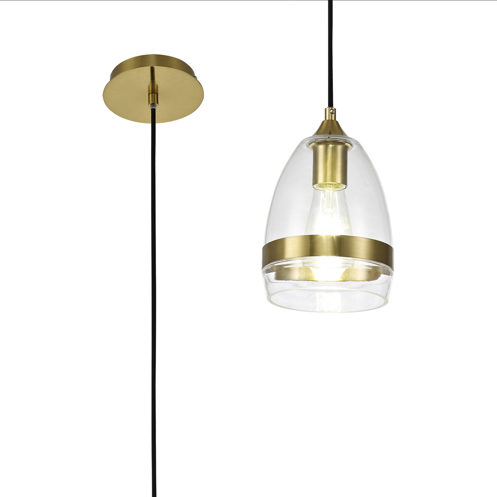 Fabula Boleyn 15cm Cone Pendant - Aged Brass & Clear